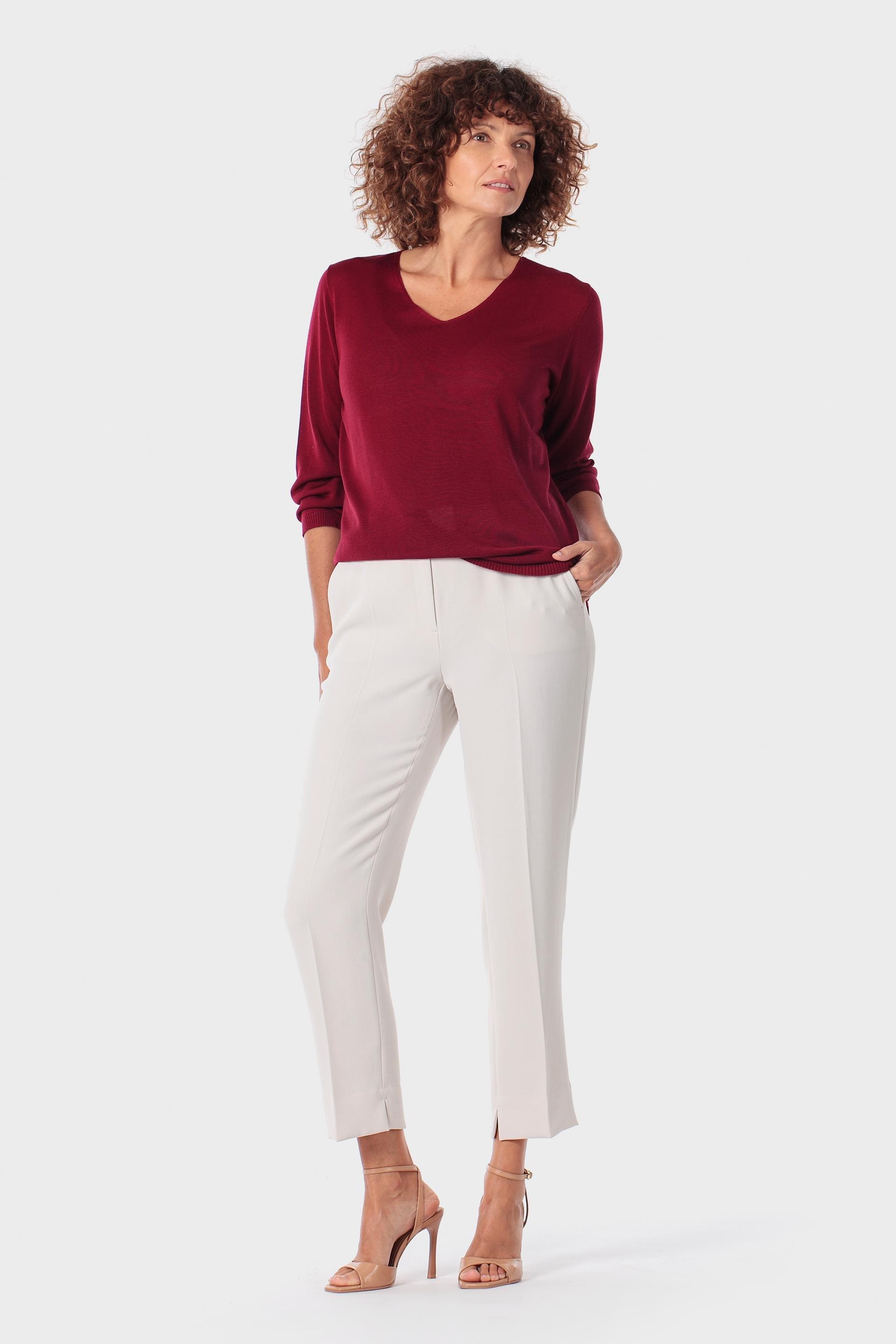 Red V-Neck Sweater, 3701_108, large image number 1