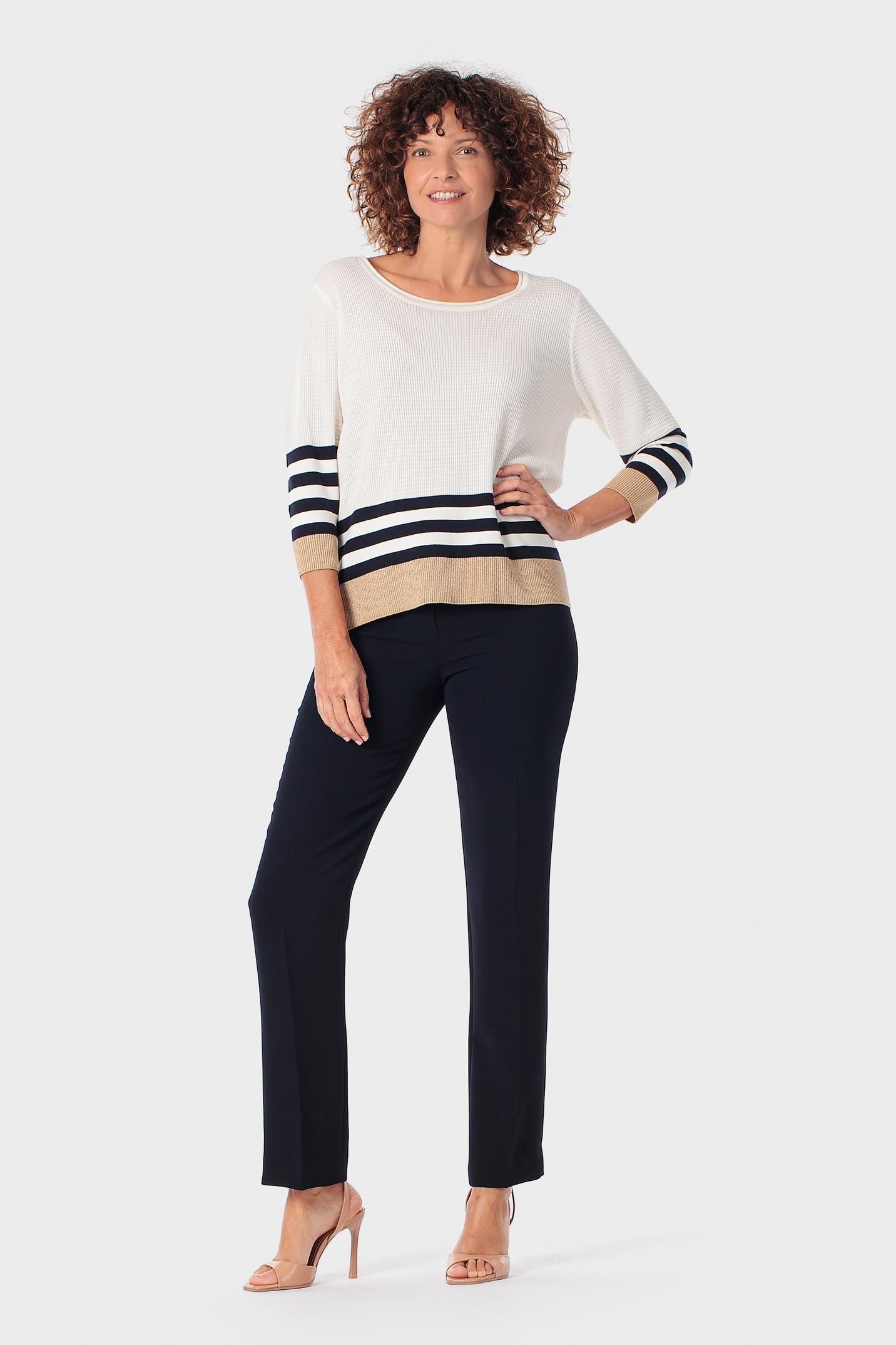 كنزة مخططة بيضاء, Beige, medium