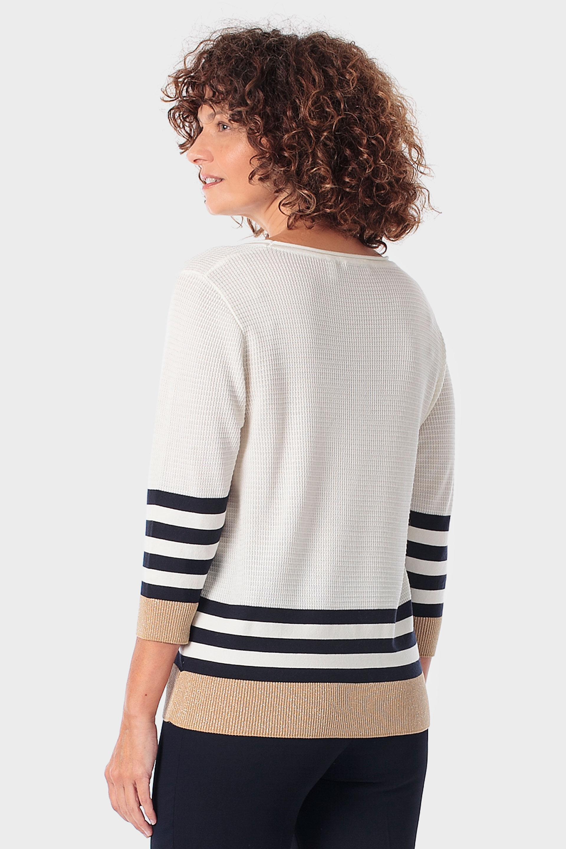 White Striped Sweater, Beige, medium