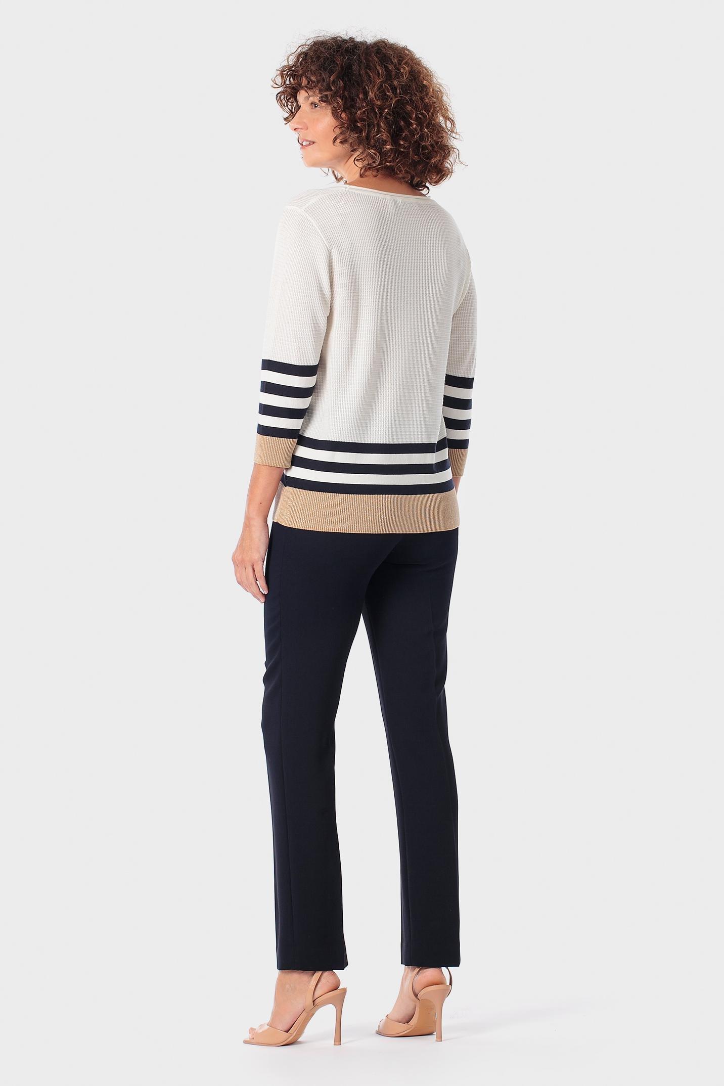 White Striped Sweater, Beige, large image number 3