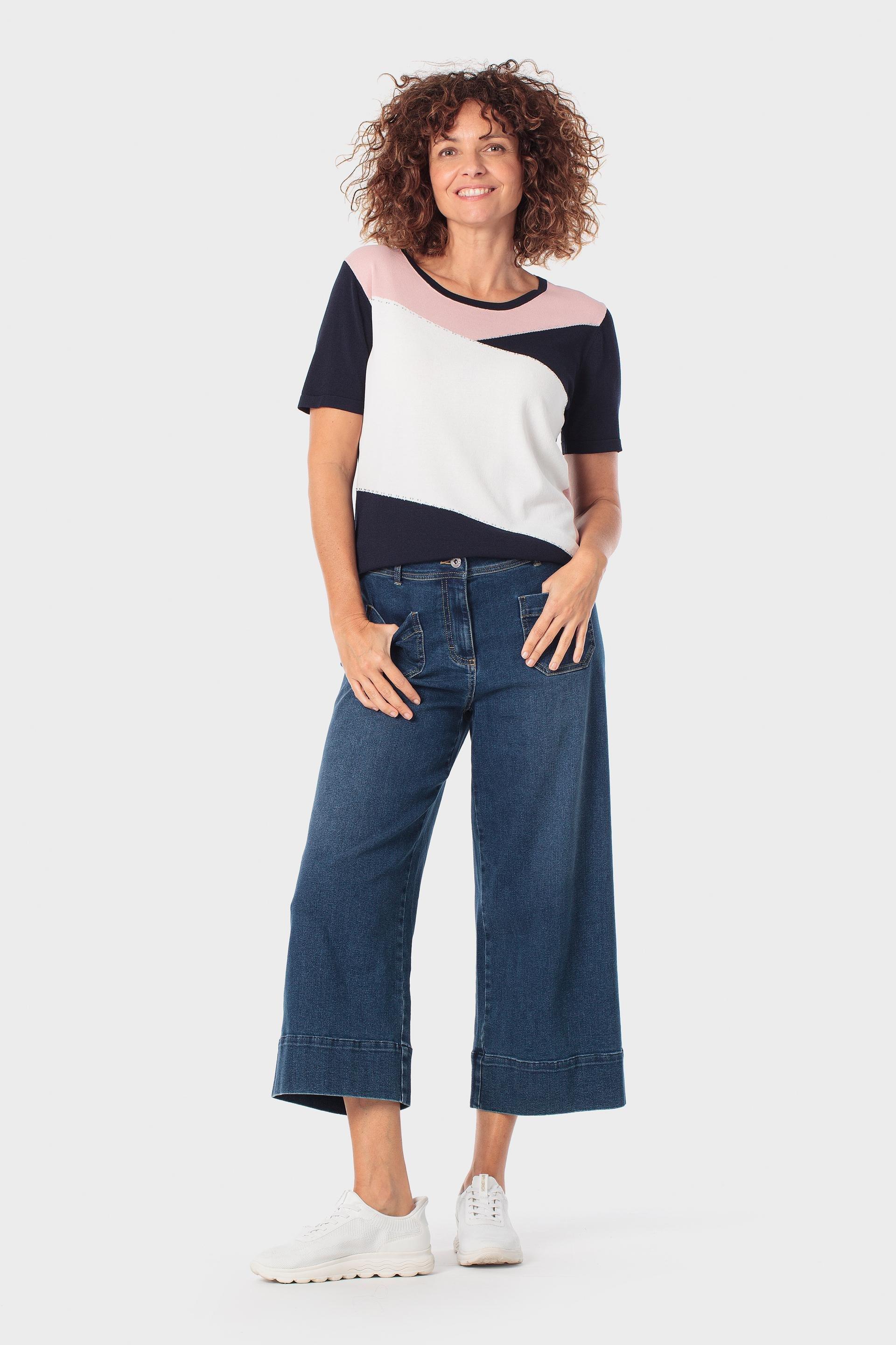 بلوزة كحلية بترصيع إنتارسيا بأحجار الراين, Blue Navy, medium