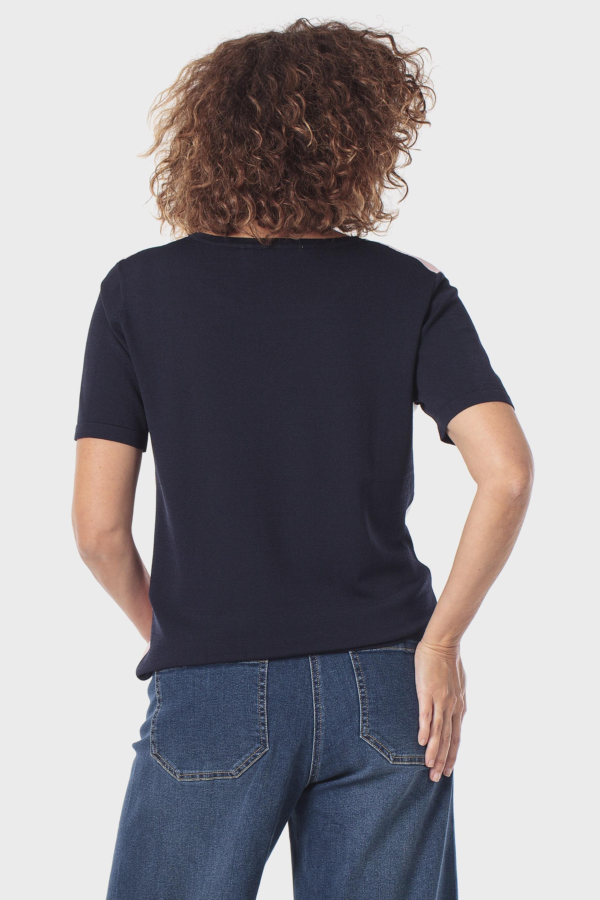 بلوزة كحلية بترصيع إنتارسيا بأحجار الراين, Blue Navy, large image number 2