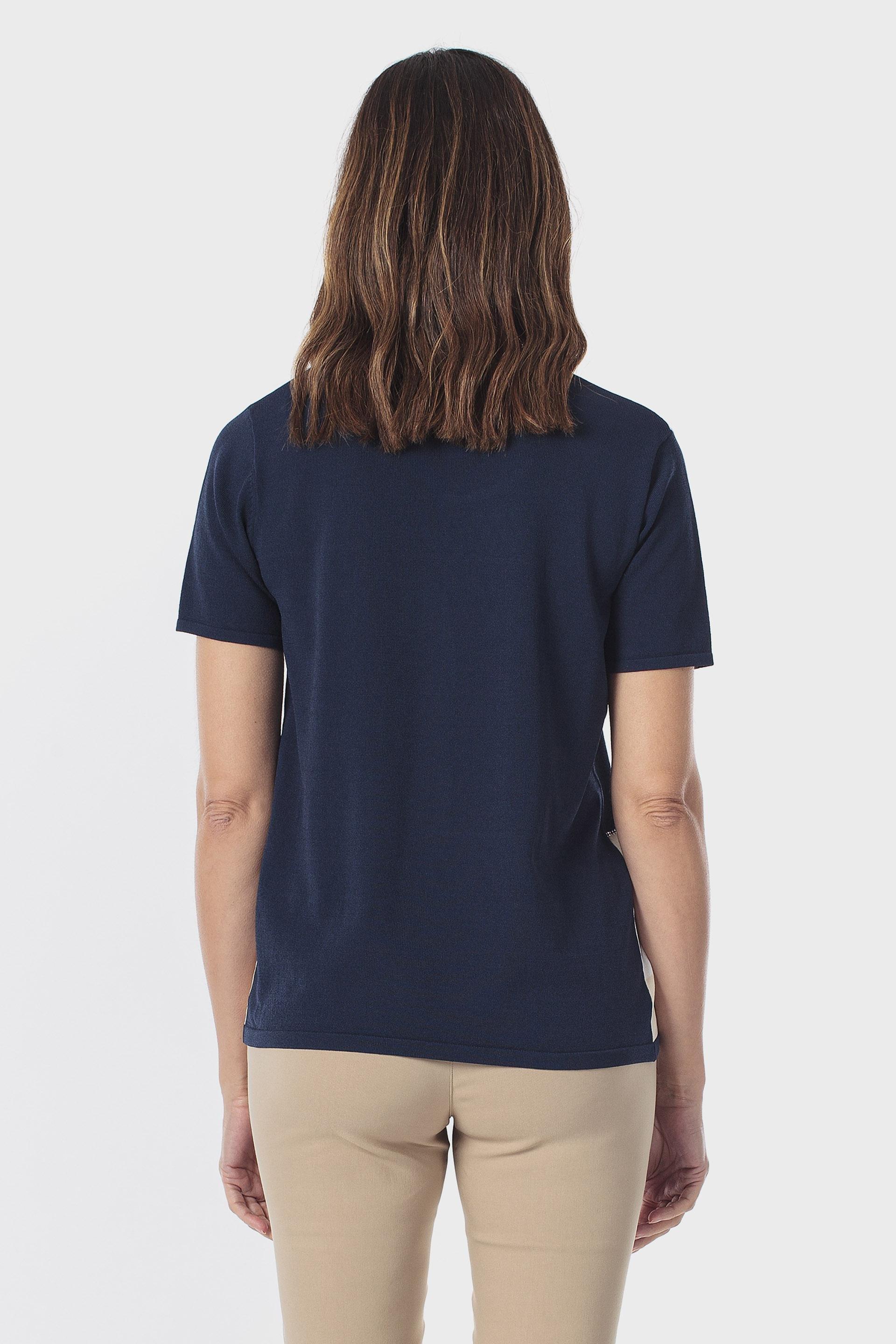 بلوزة كحلية بترصيع إنتارسيا بأحجار الراين, Blue Navy, medium