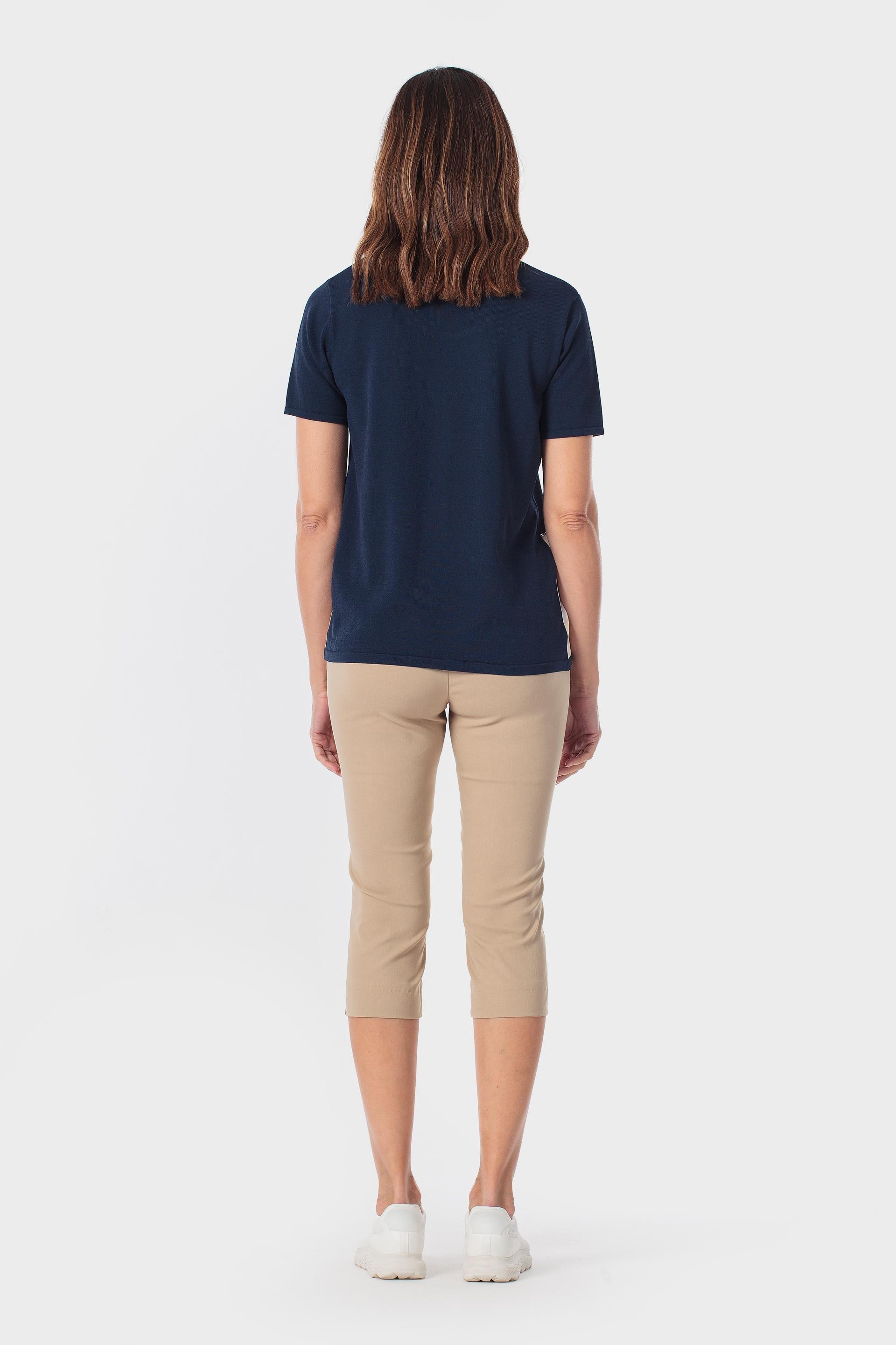 بلوزة كحلية بترصيع إنتارسيا بأحجار الراين, Blue Navy, large image number 3