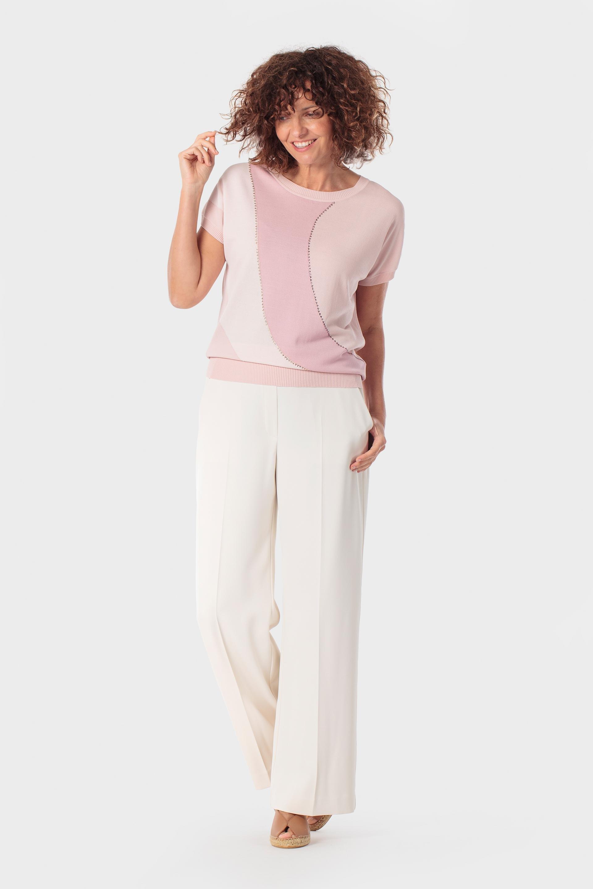 بلوزة وردية بترصيع إنتارسيا بأحجار الراين, Pink Nude, medium