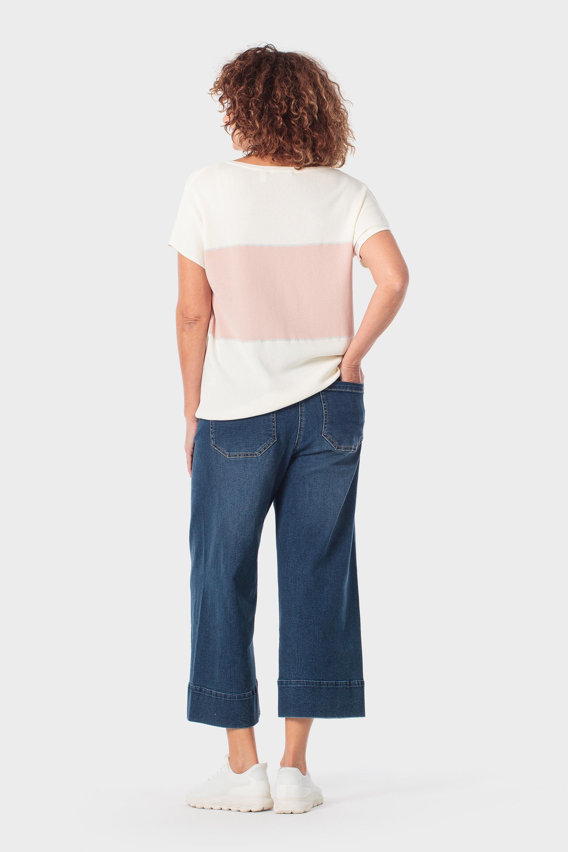 Metallic Thread Striped Sweater, White Off White, large image number 3