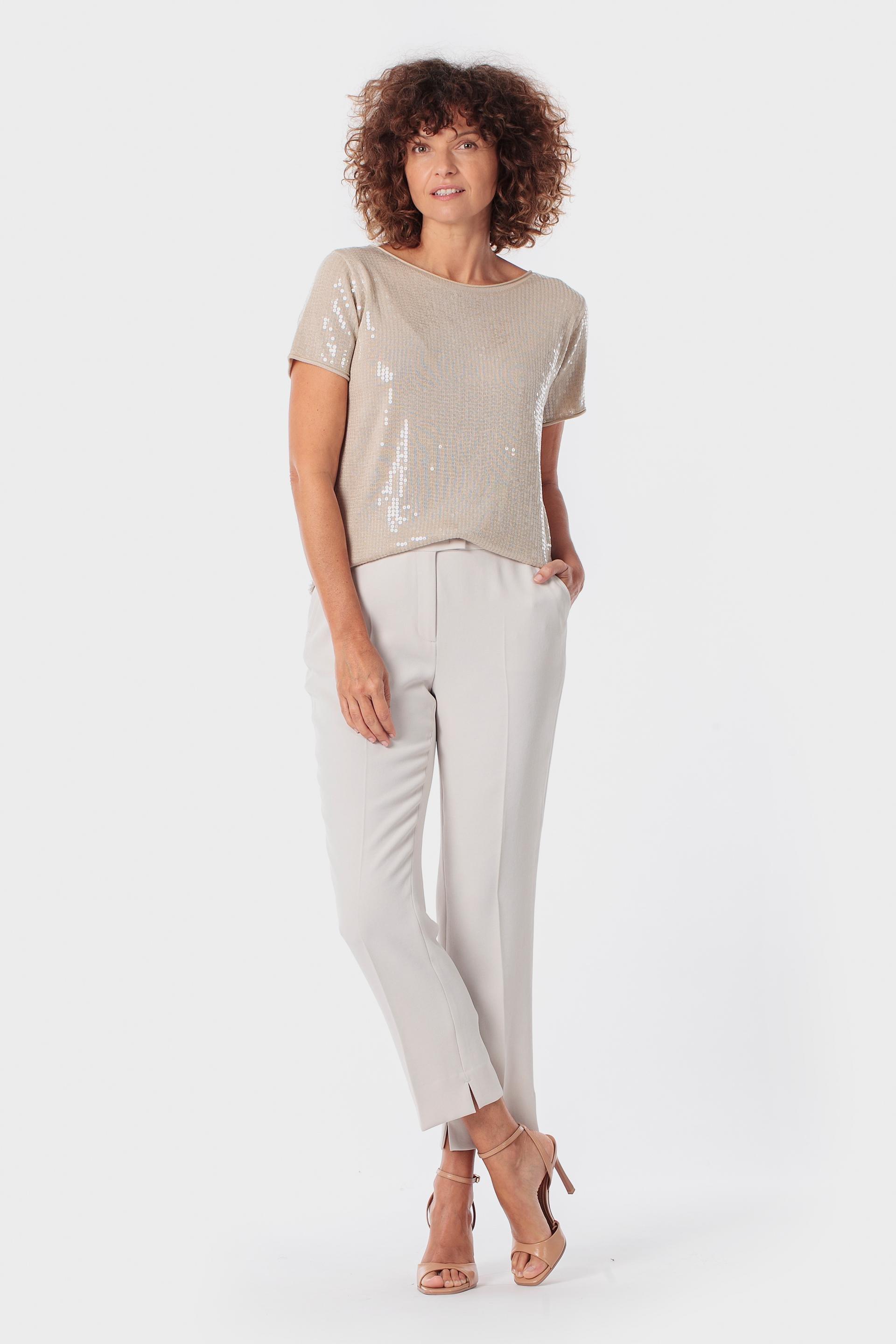Beige Sequins Top, Beige, medium