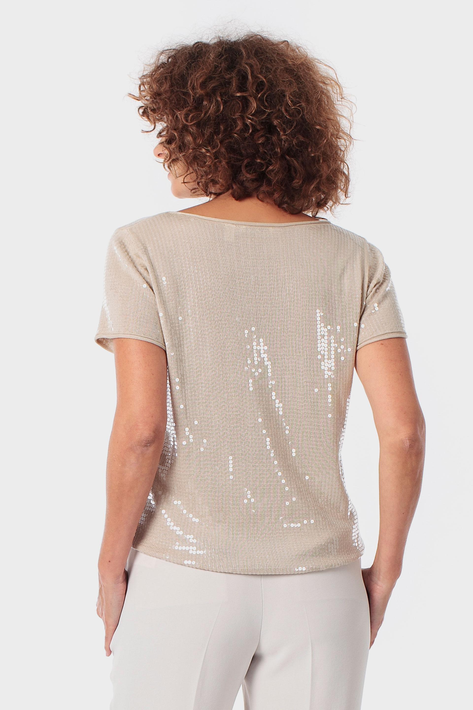 Beige Sequins Top, Beige, medium