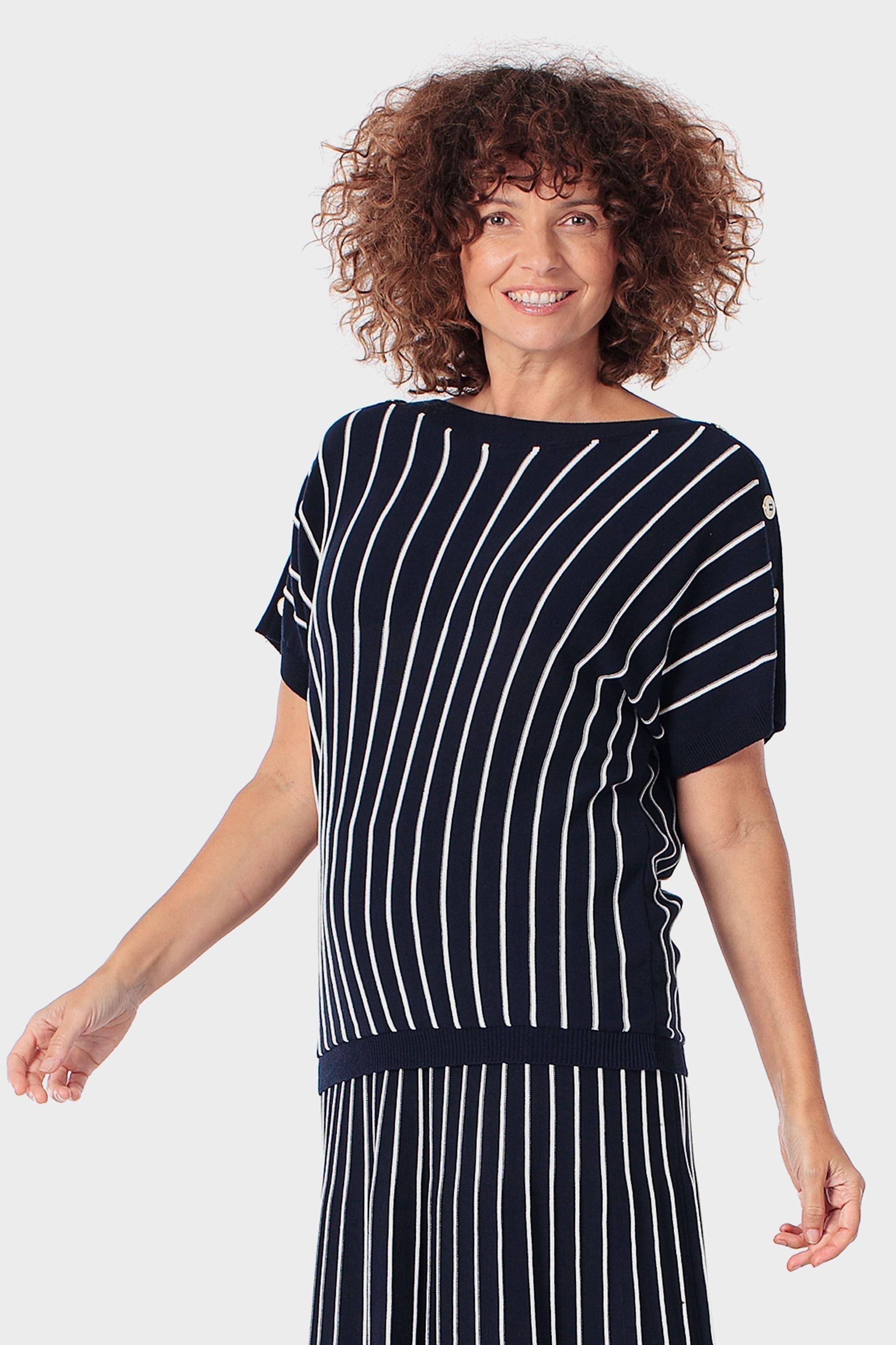Navy Striped Sweater, 3701_104, large image number 0