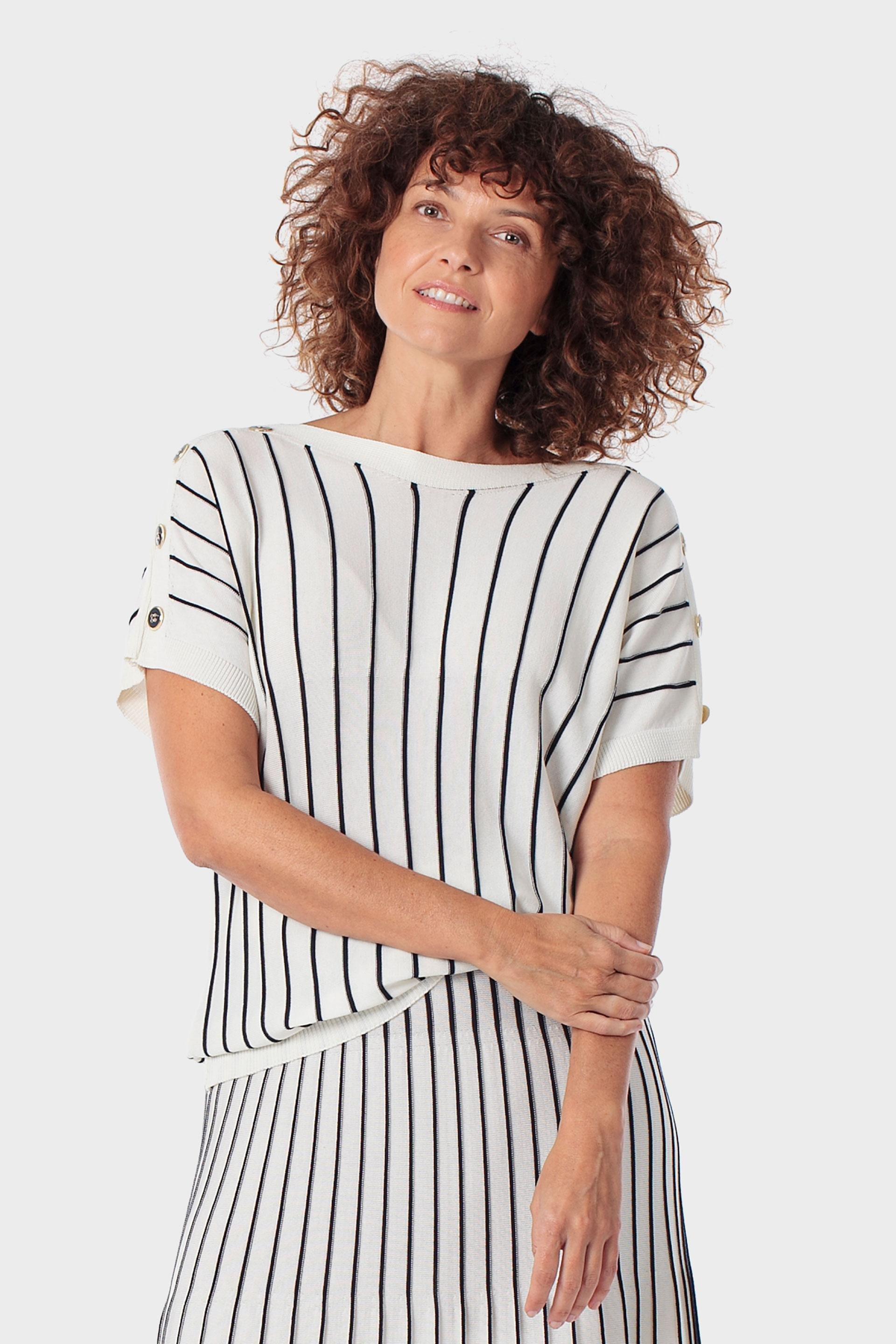 White Striped Sweater, Beige Talc, large