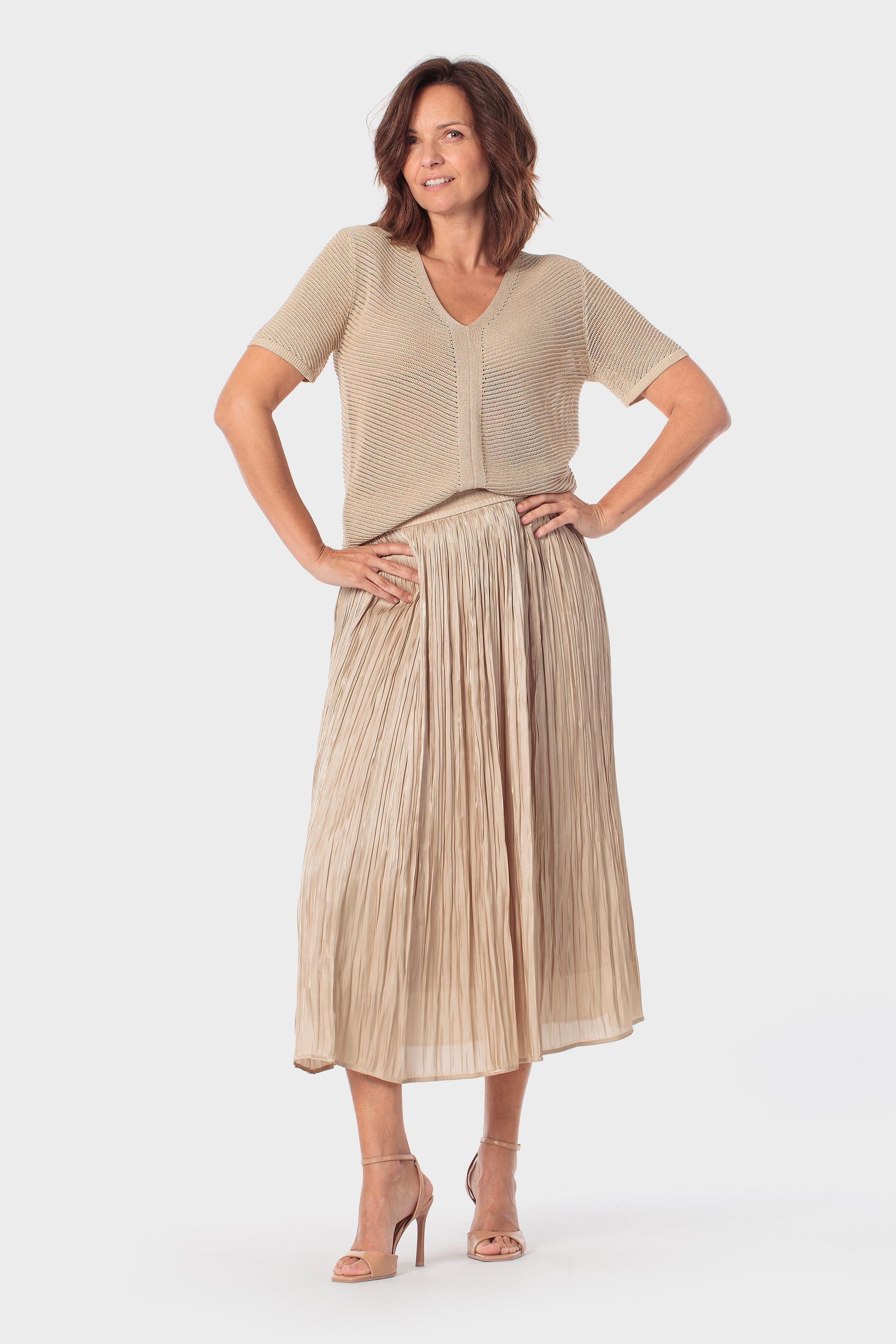 Beige Metallic Thread Sweater, 3701_129, large image number 1