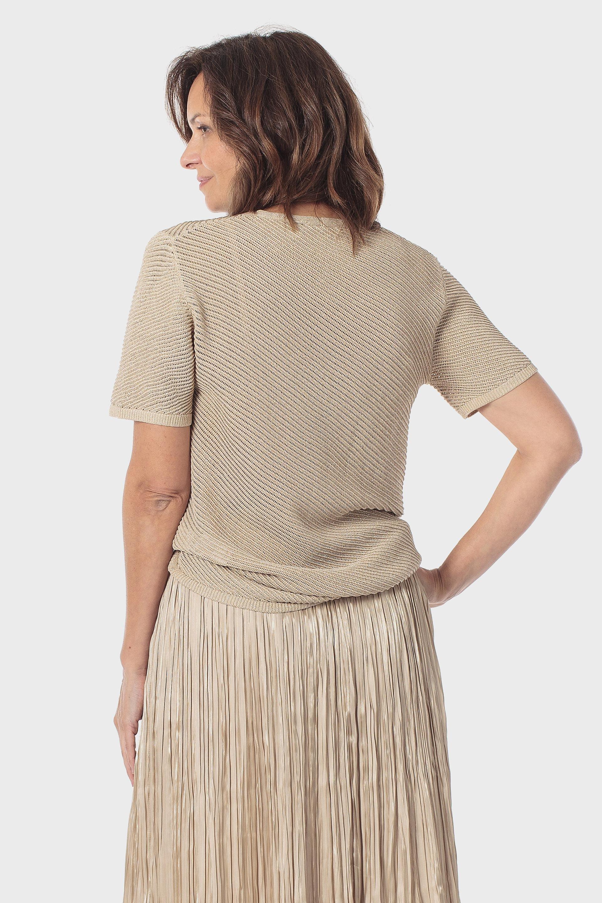 Beige Metallic Thread Sweater, 3701_129, large image number 2
