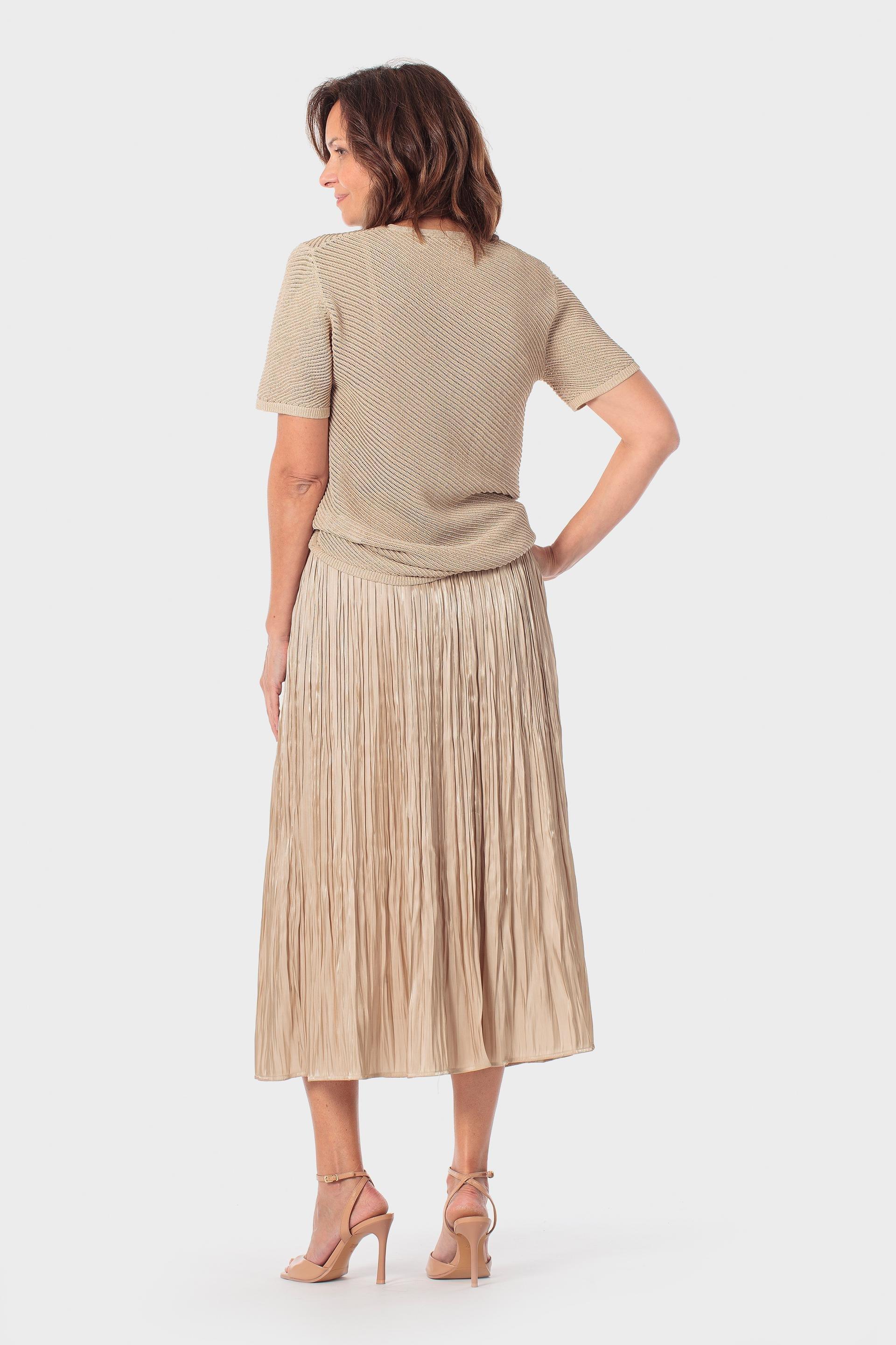 Beige Metallic Thread Sweater, 3701_129, large image number 3