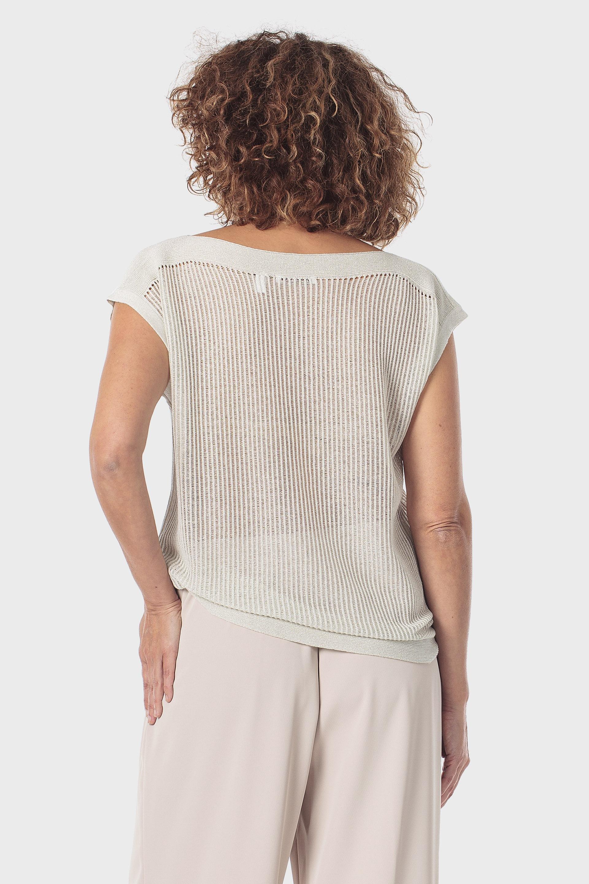 Beige Metallic Thread Sweater, 3701_285, large image number 2