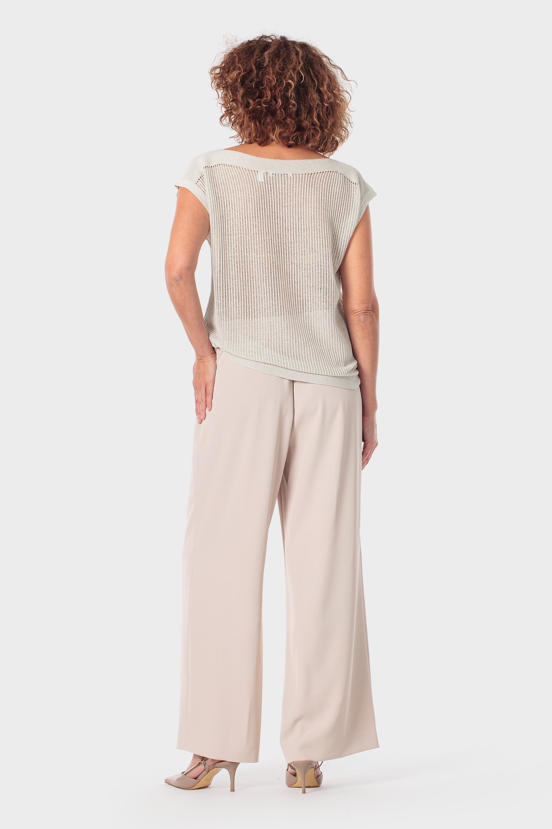 Beige Metallic Thread Sweater, 3701_285, large image number 3