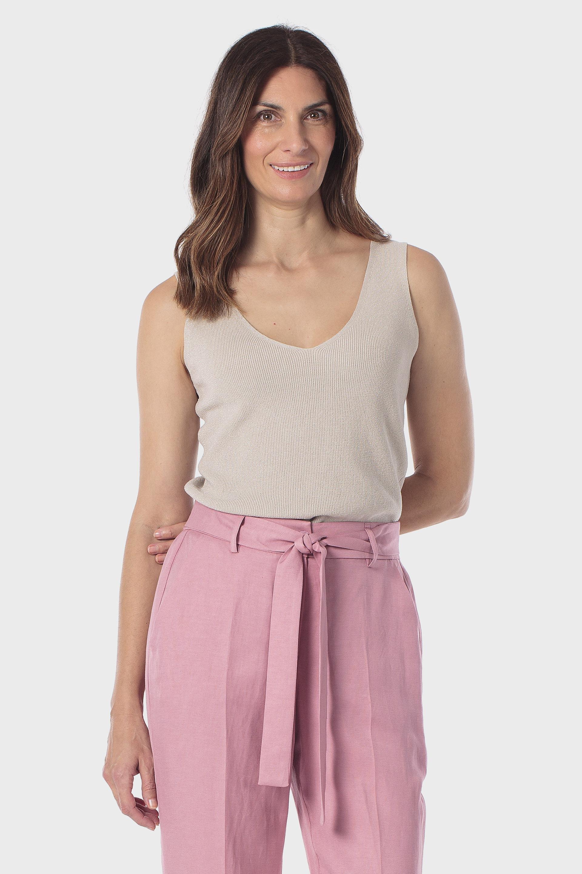 Beige Metallic Thread Sweater, 3701_129, large image number 0