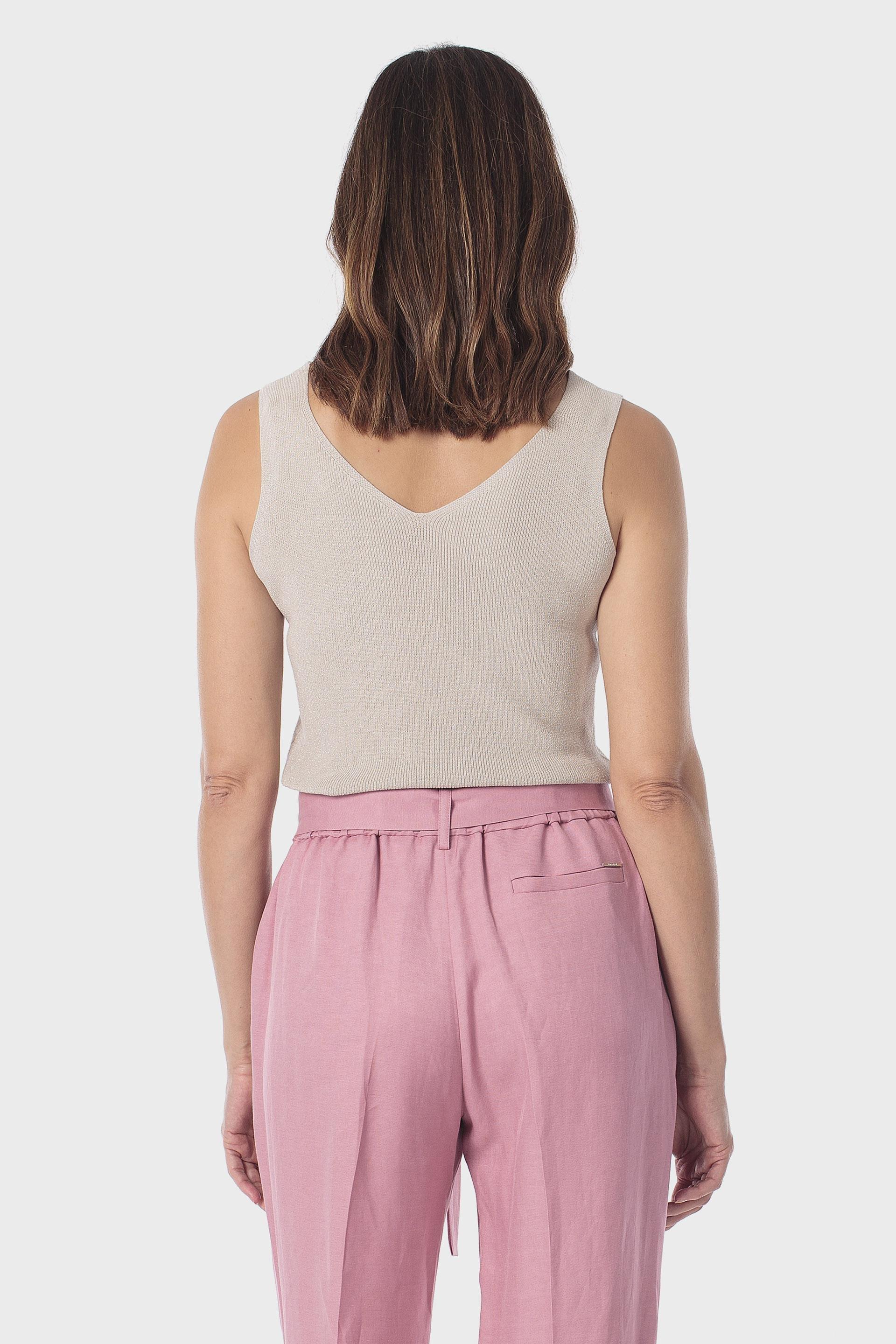 Beige Metallic Thread Sweater, 3701_129, large image number 2