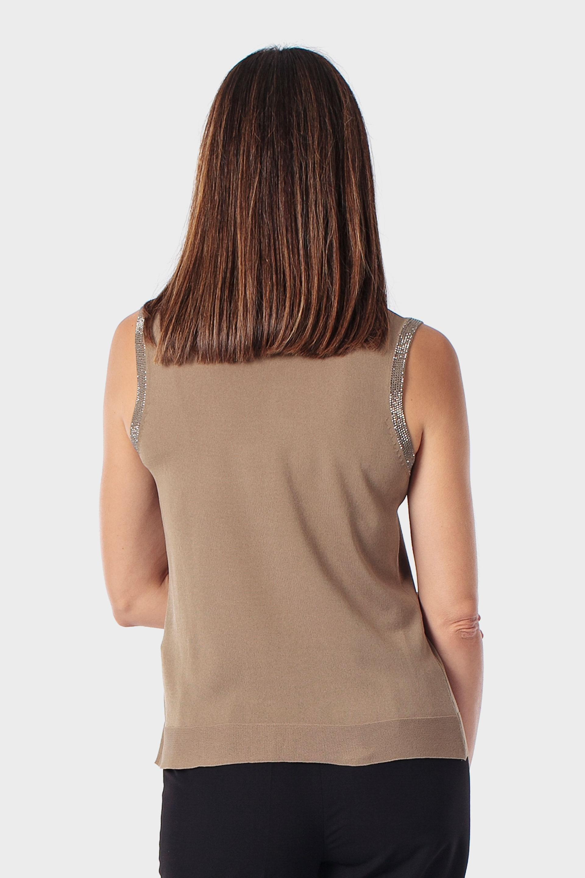 Brown Sleeveless Top, Green Khaki, large image number 2