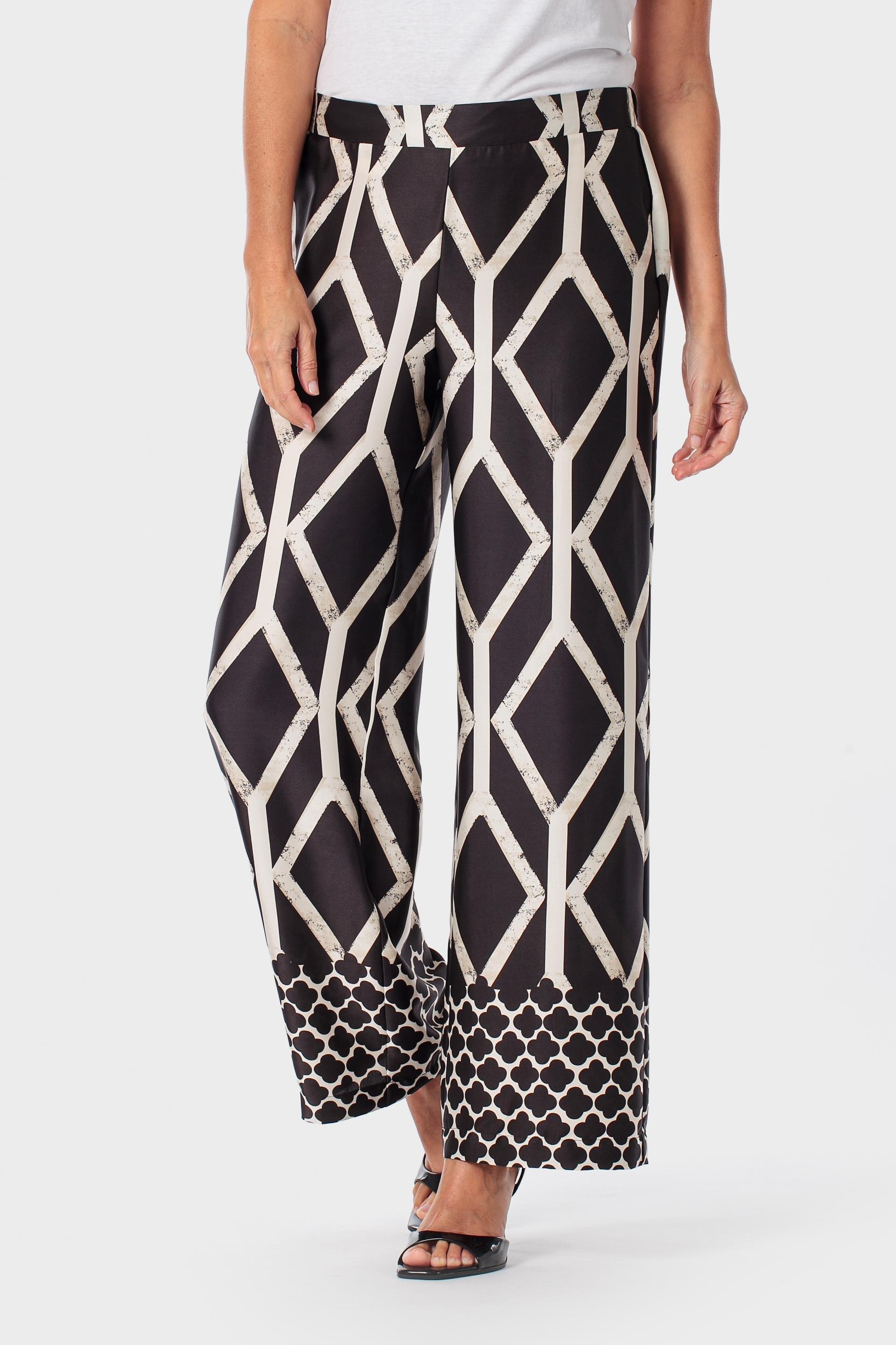 Black Printed Trousers, 3701_120, large image number 0