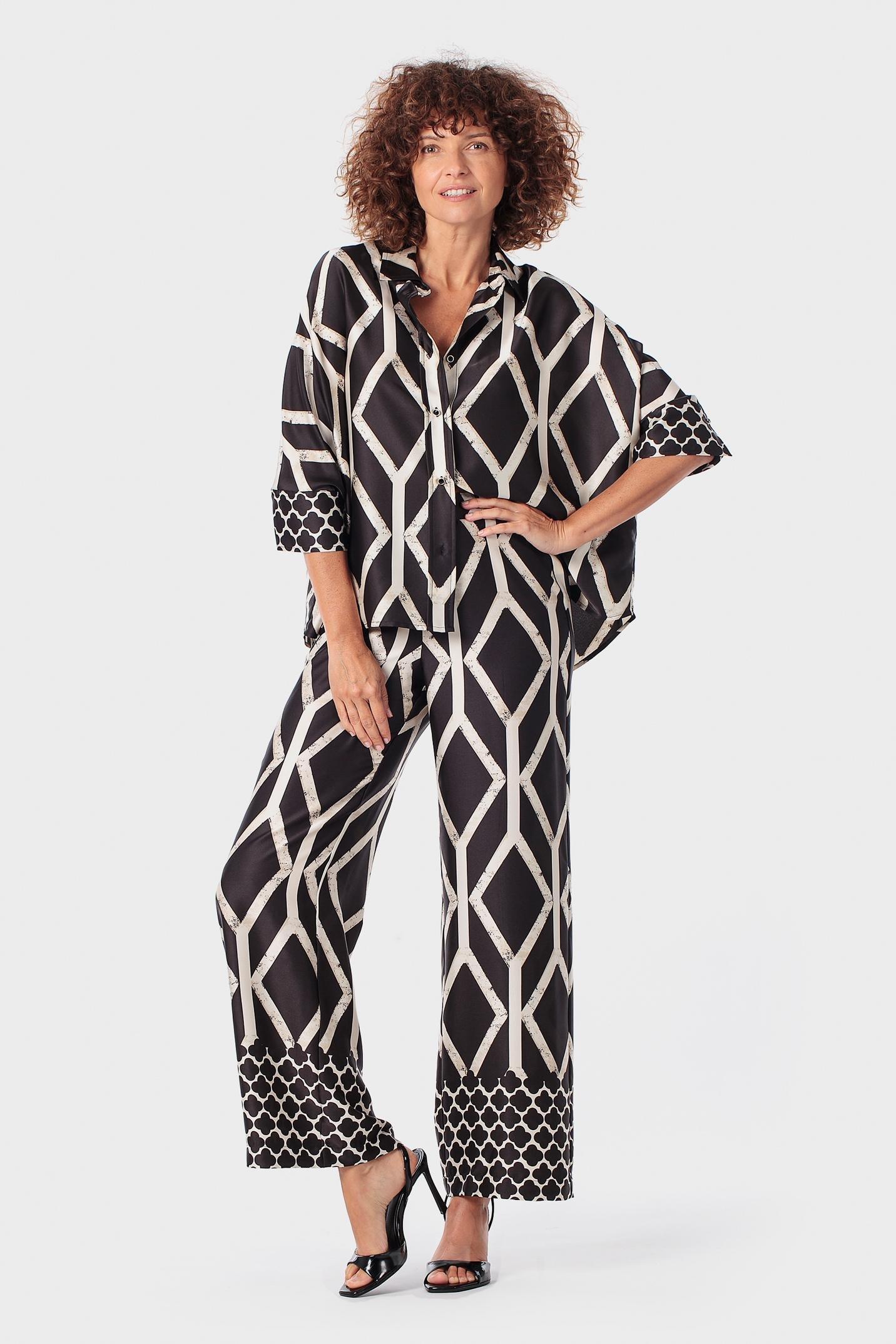 Black Printed Trousers, 3701_120, large image number 1