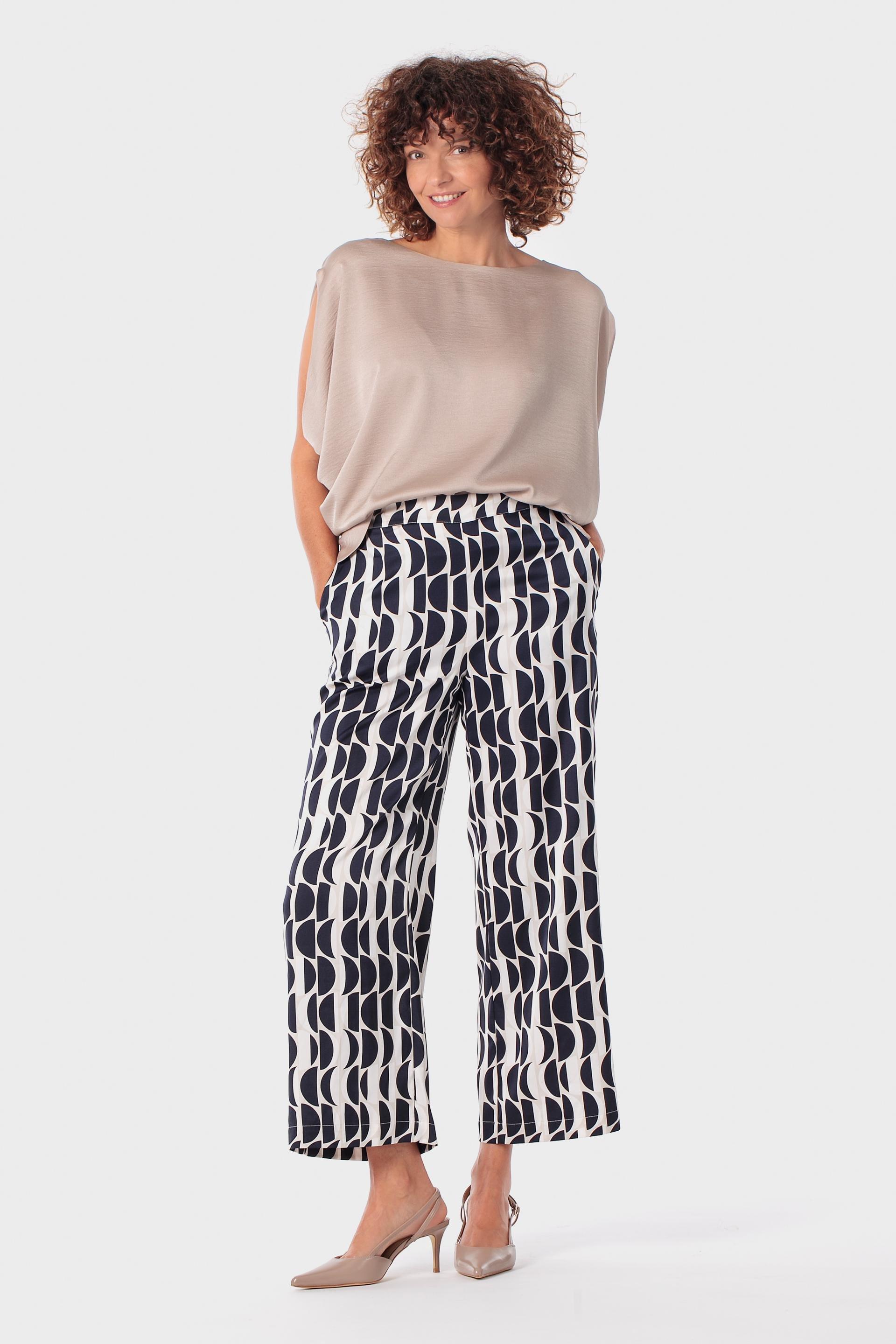 Black Printed Trousers, Blue Navy, medium