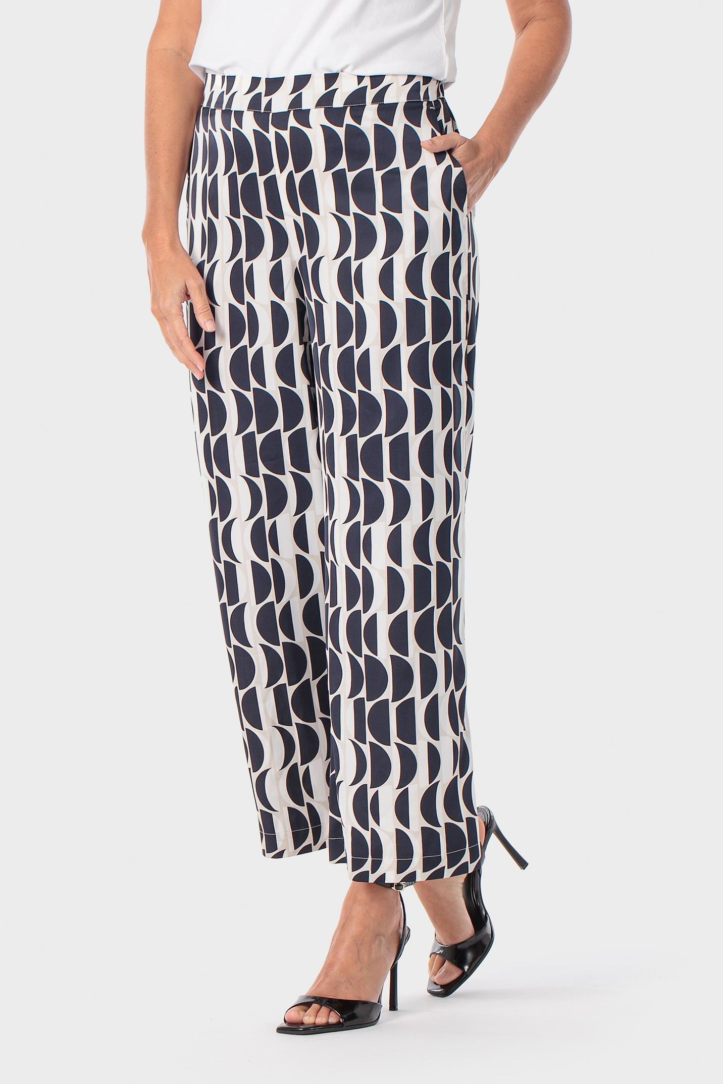 Black Printed Trousers, Blue Navy, medium