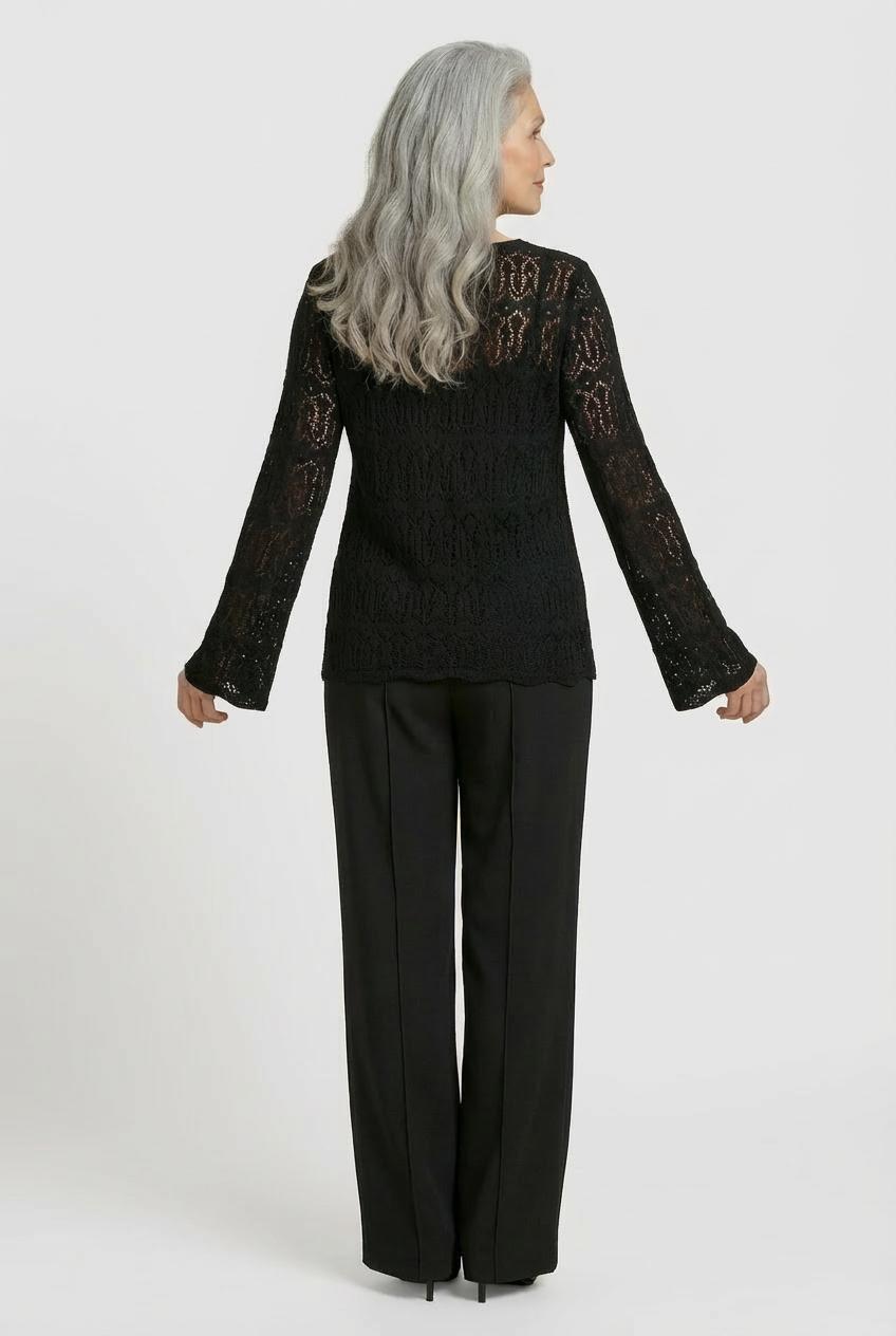 Black Elastic Trousers, Black, large image number 1