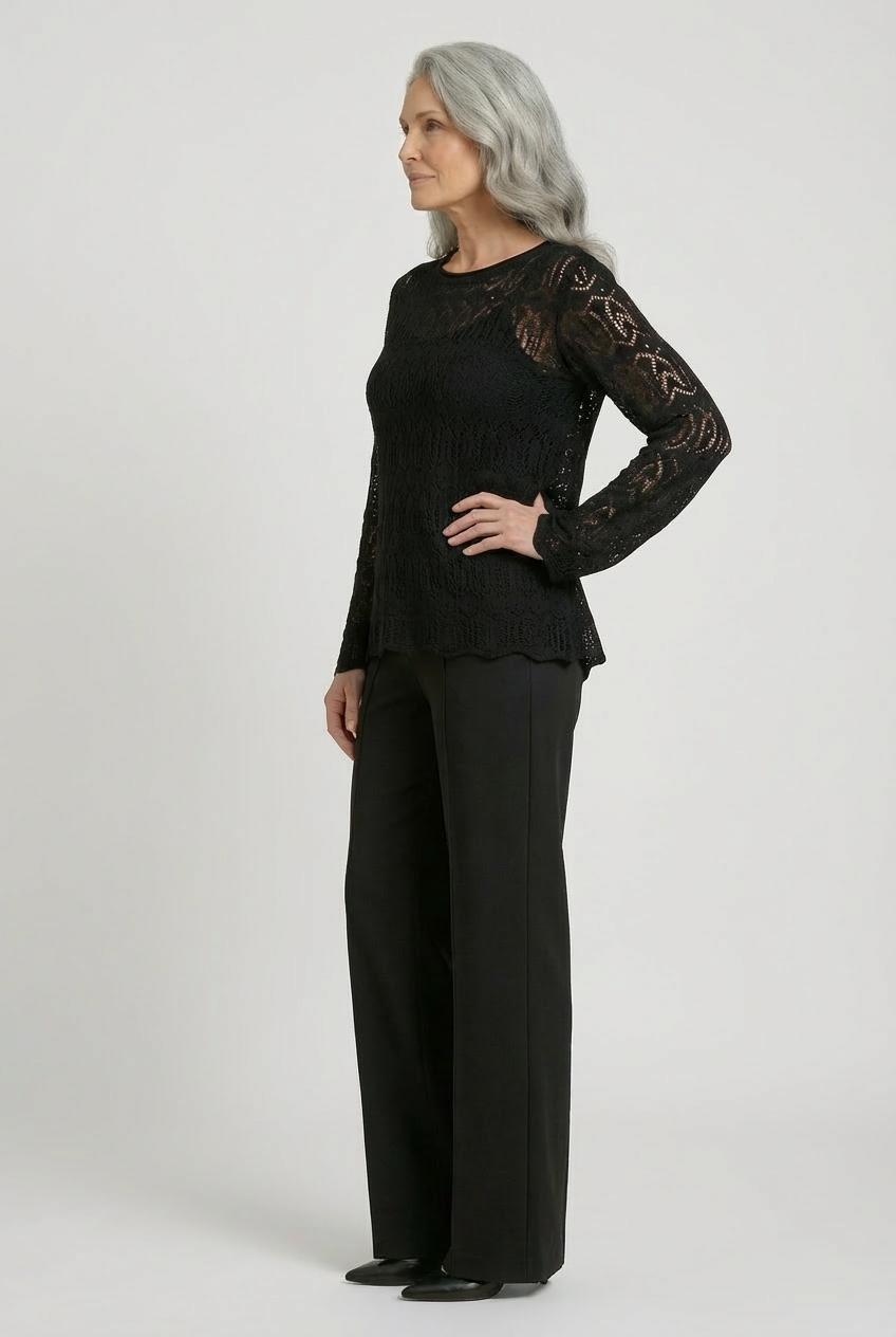 Black Elastic Trousers, Black, large image number 2
