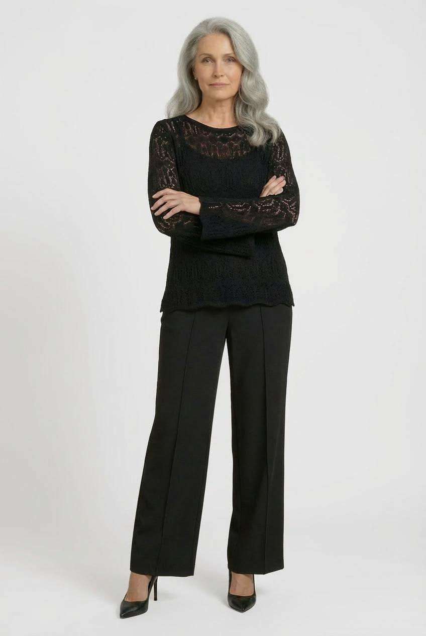Black Elastic Trousers, Black, large image number 3
