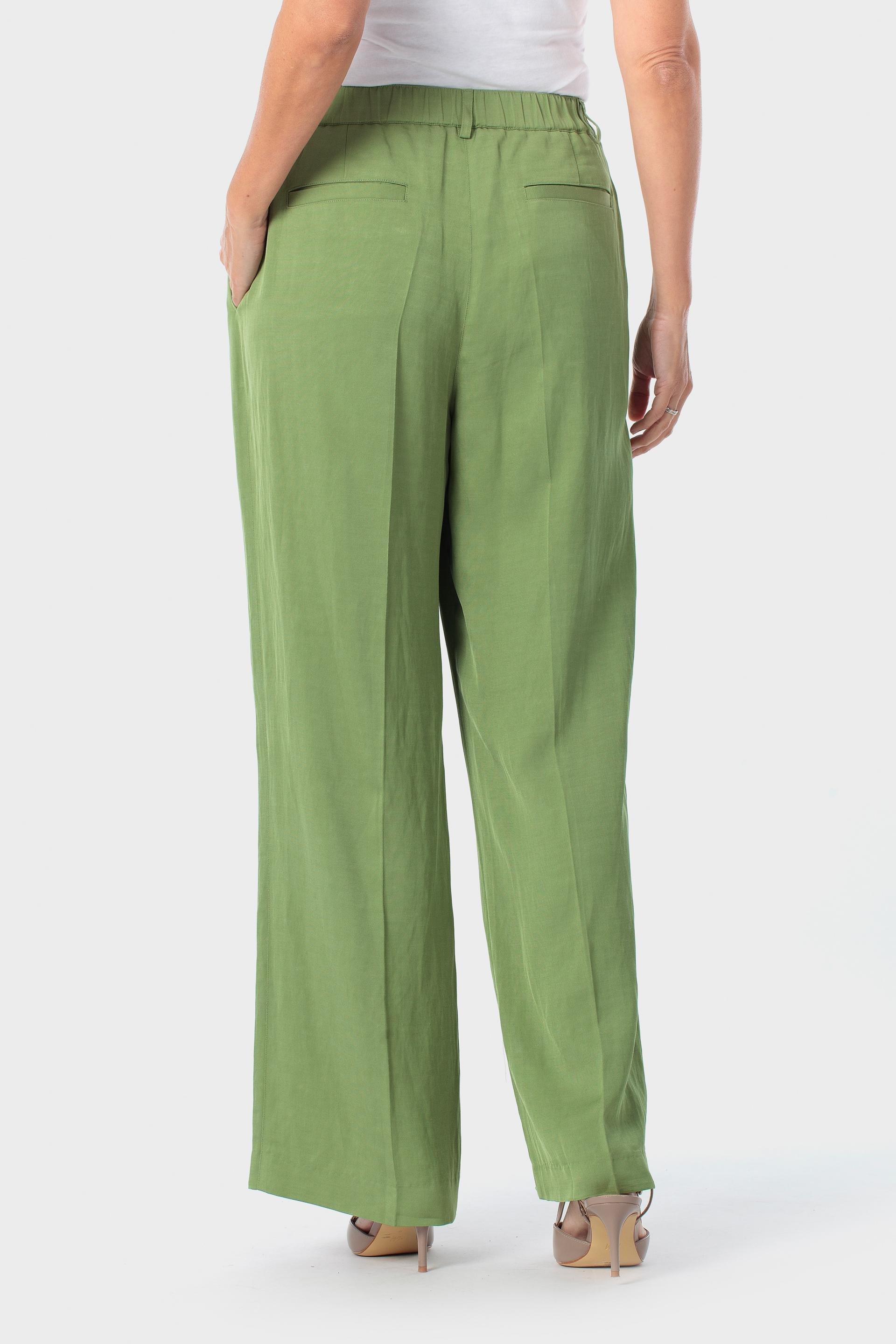 Green Elastic Waist Trousers, 3701_326, large image number 3