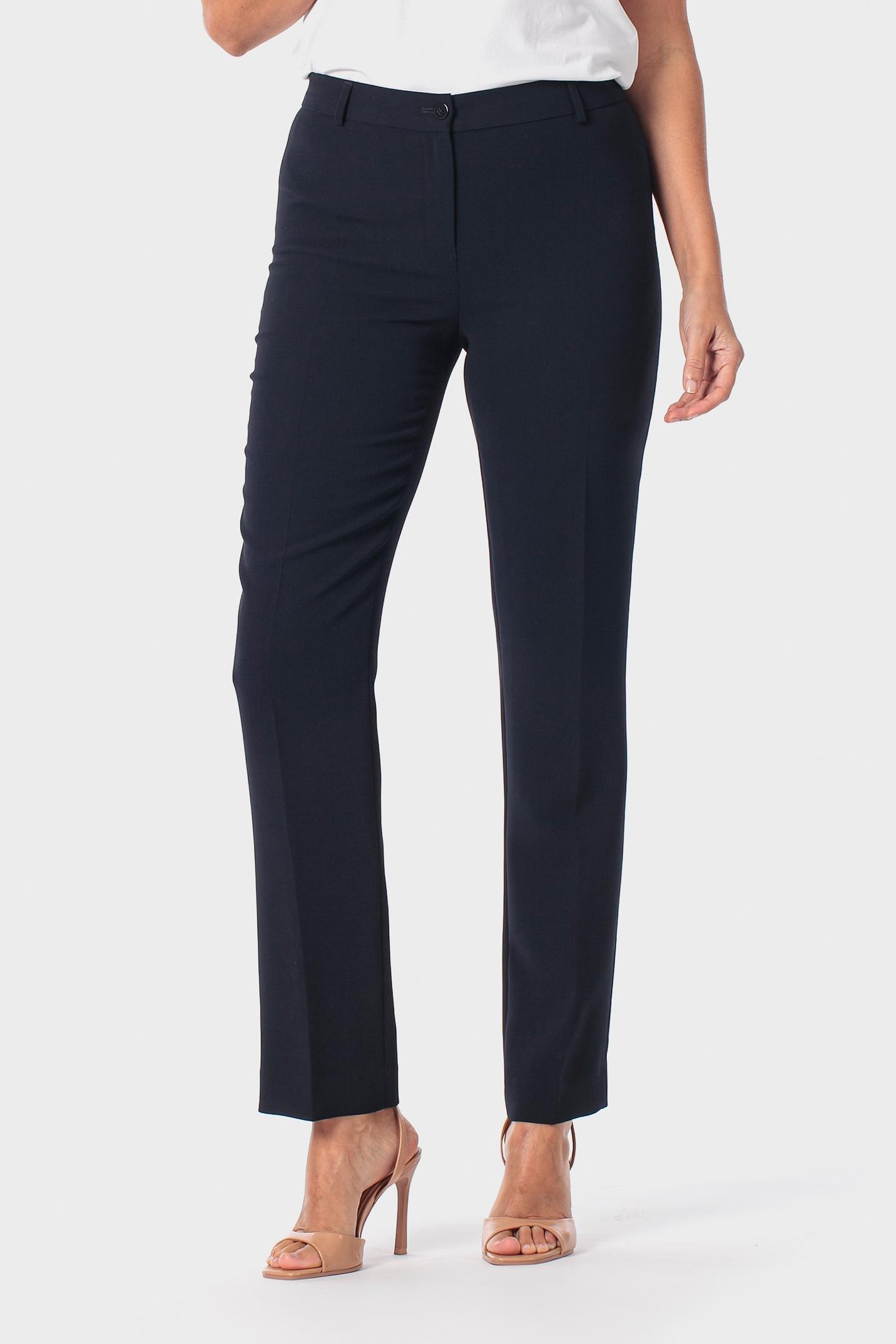 Navy Crepe Trousers With Elastic, 3701_104, large image number 0