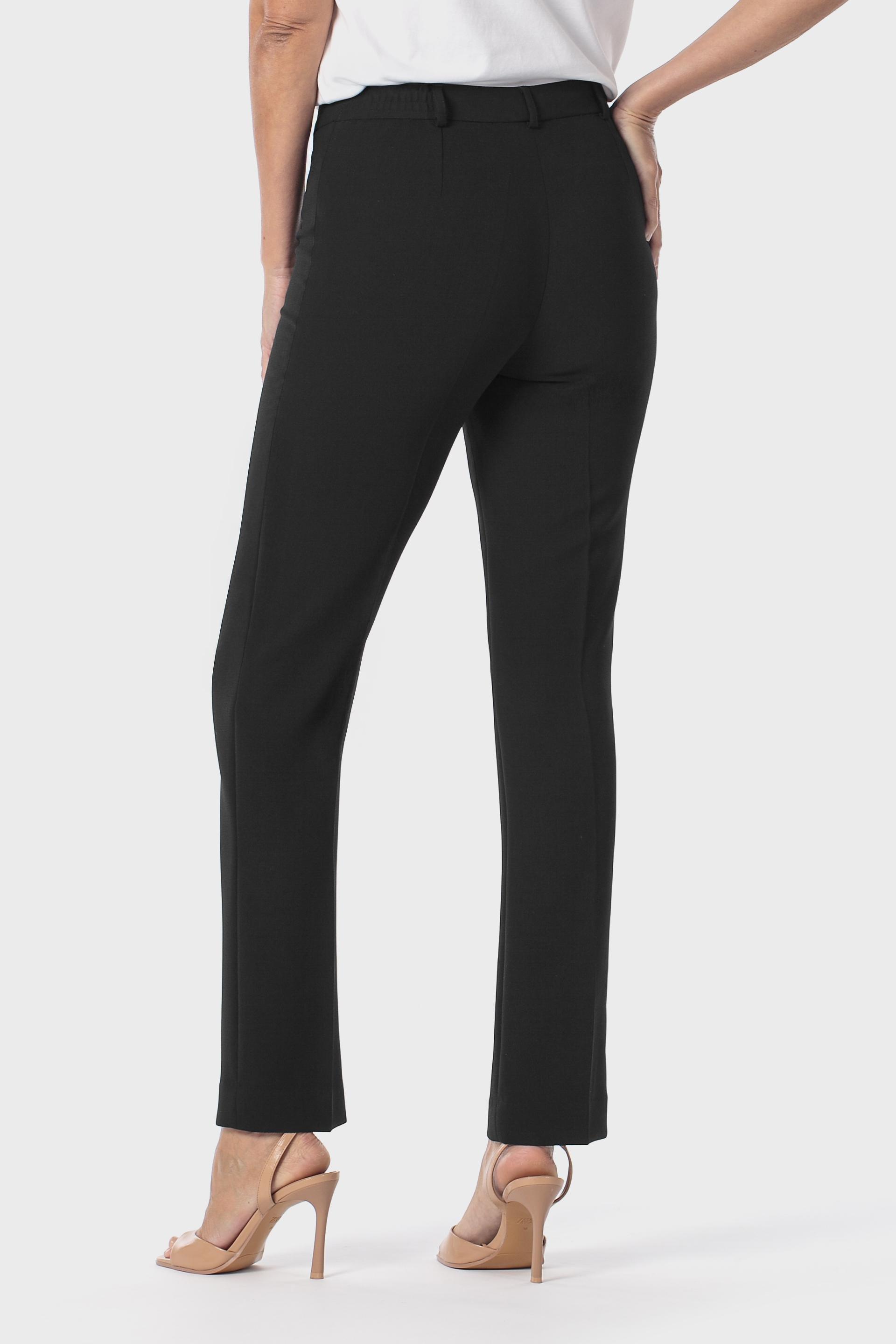 Navy Crepe Trousers With Elastic, Black, medium