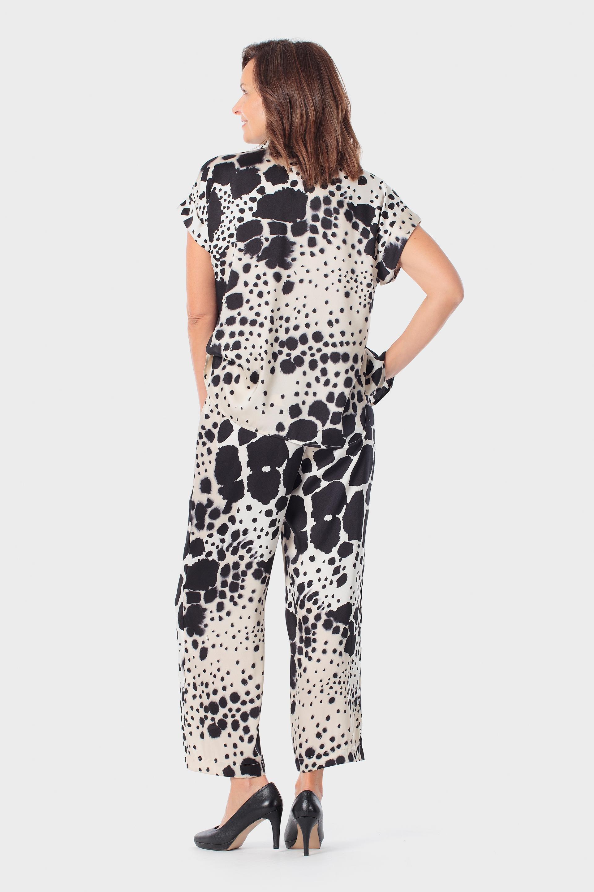 Black Animal Print Trousers, Black, large image number 1