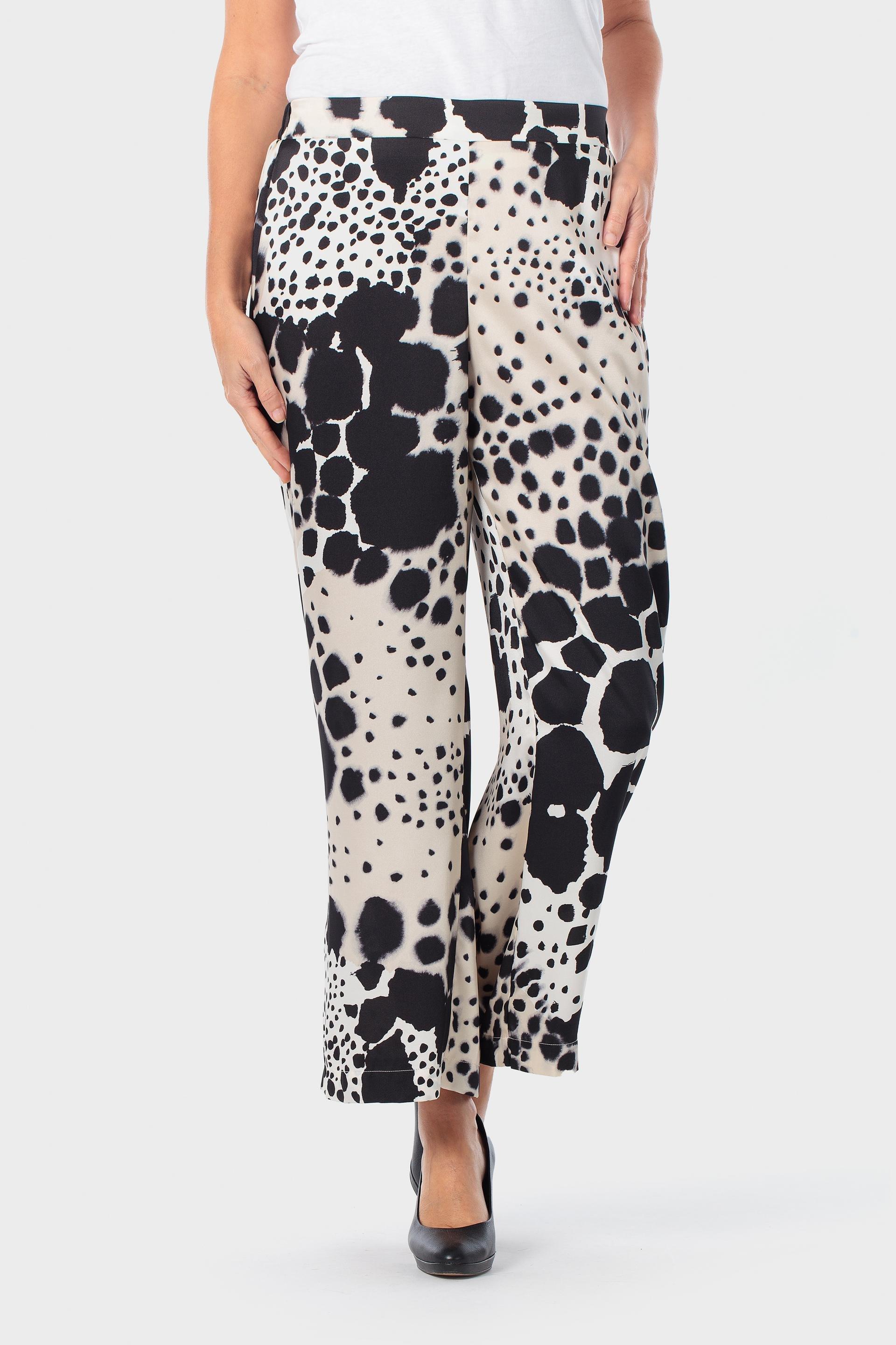 Black Animal Print Trousers, Black, large image number 2