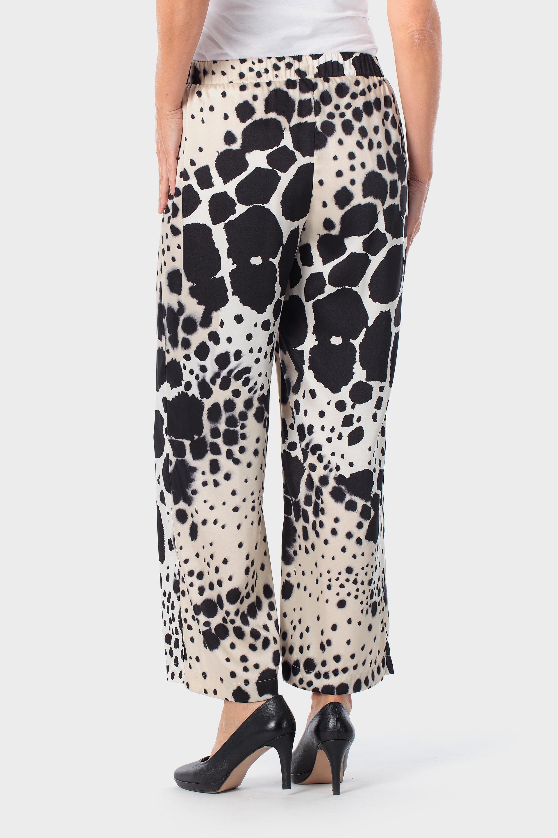 Black Animal Print Trousers, 3701_120, large image number 3