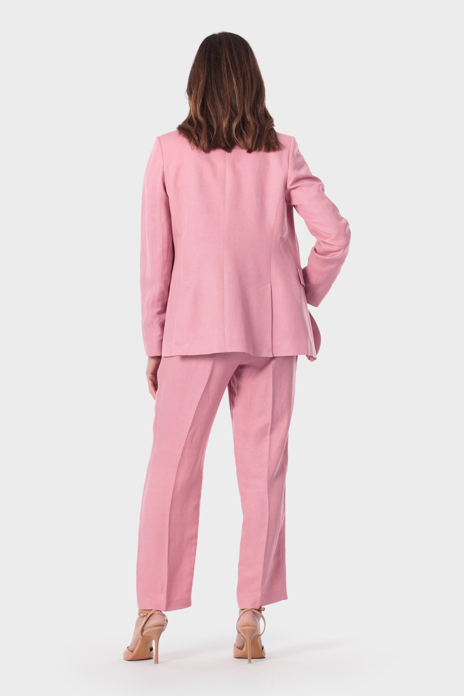 Linen Blend Tailored Trousers with Belt, 3701_269, medium