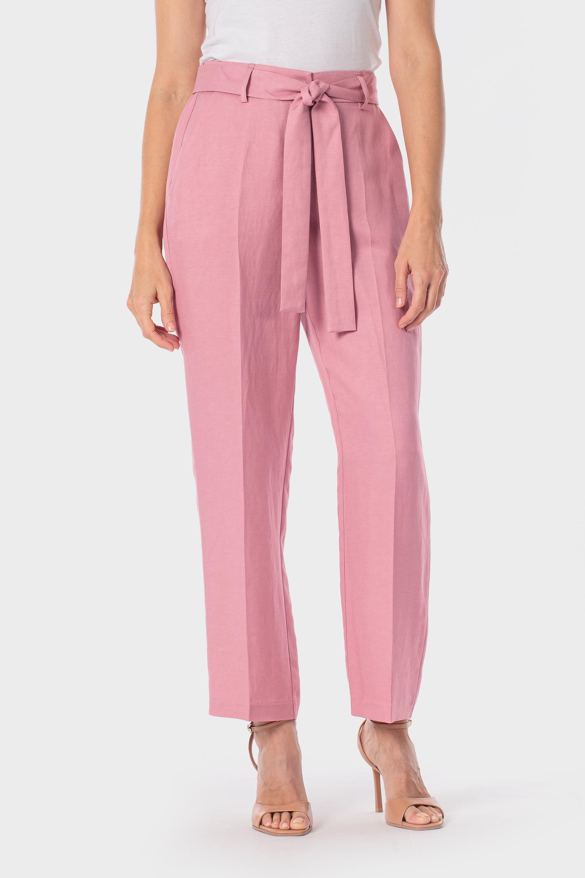 Linen Blend Tailored Trousers with Belt, 3701_269, large image number 2
