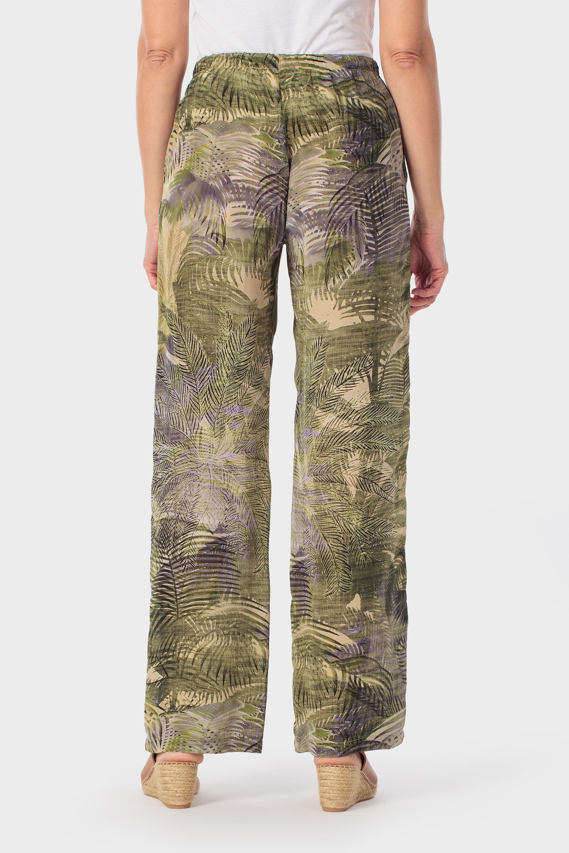 Khaki Tropical Print Trousers, 3701_155, large image number 3