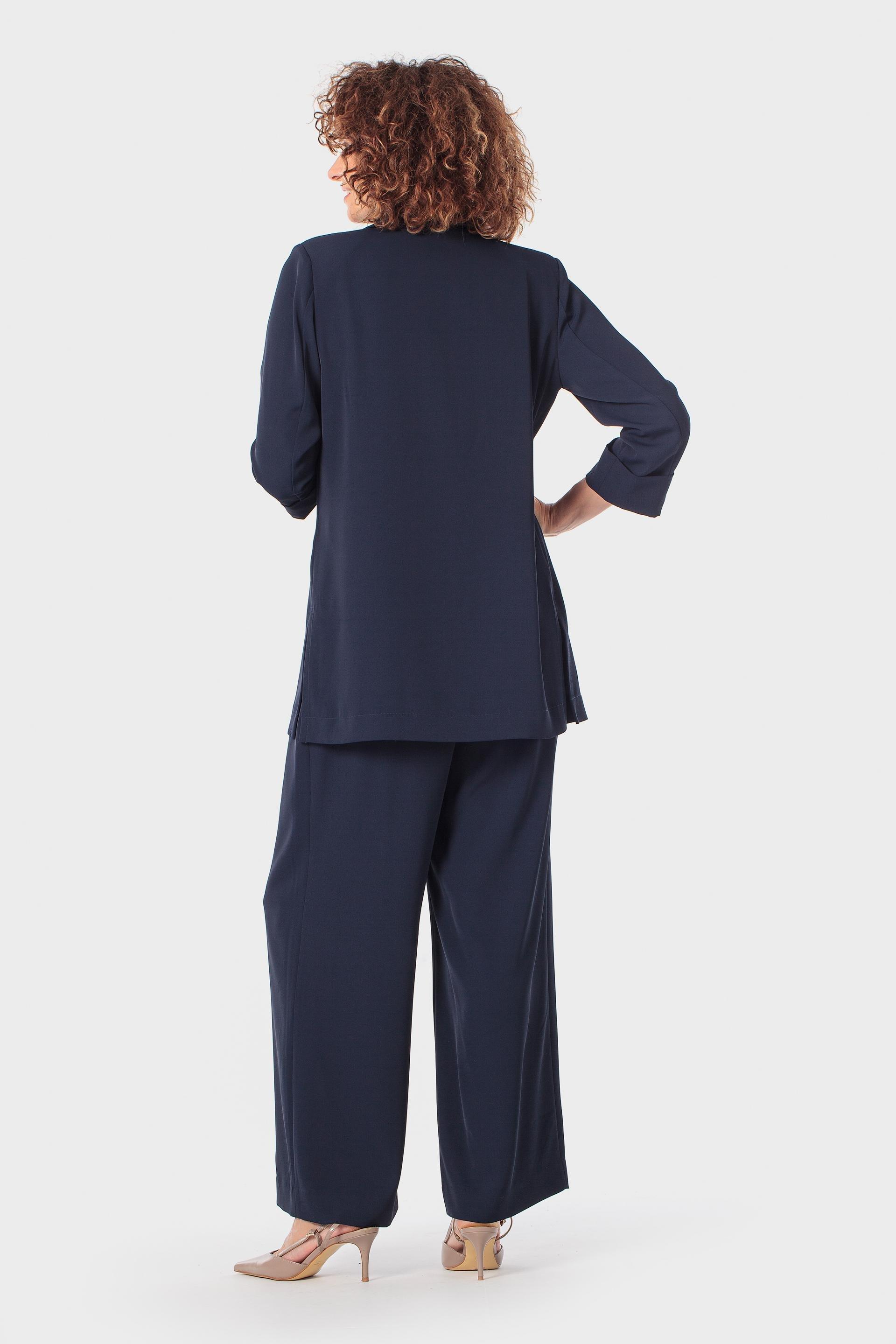 Wide-Leg Elastic Waist Trousers, Blue Navy, large image number 1