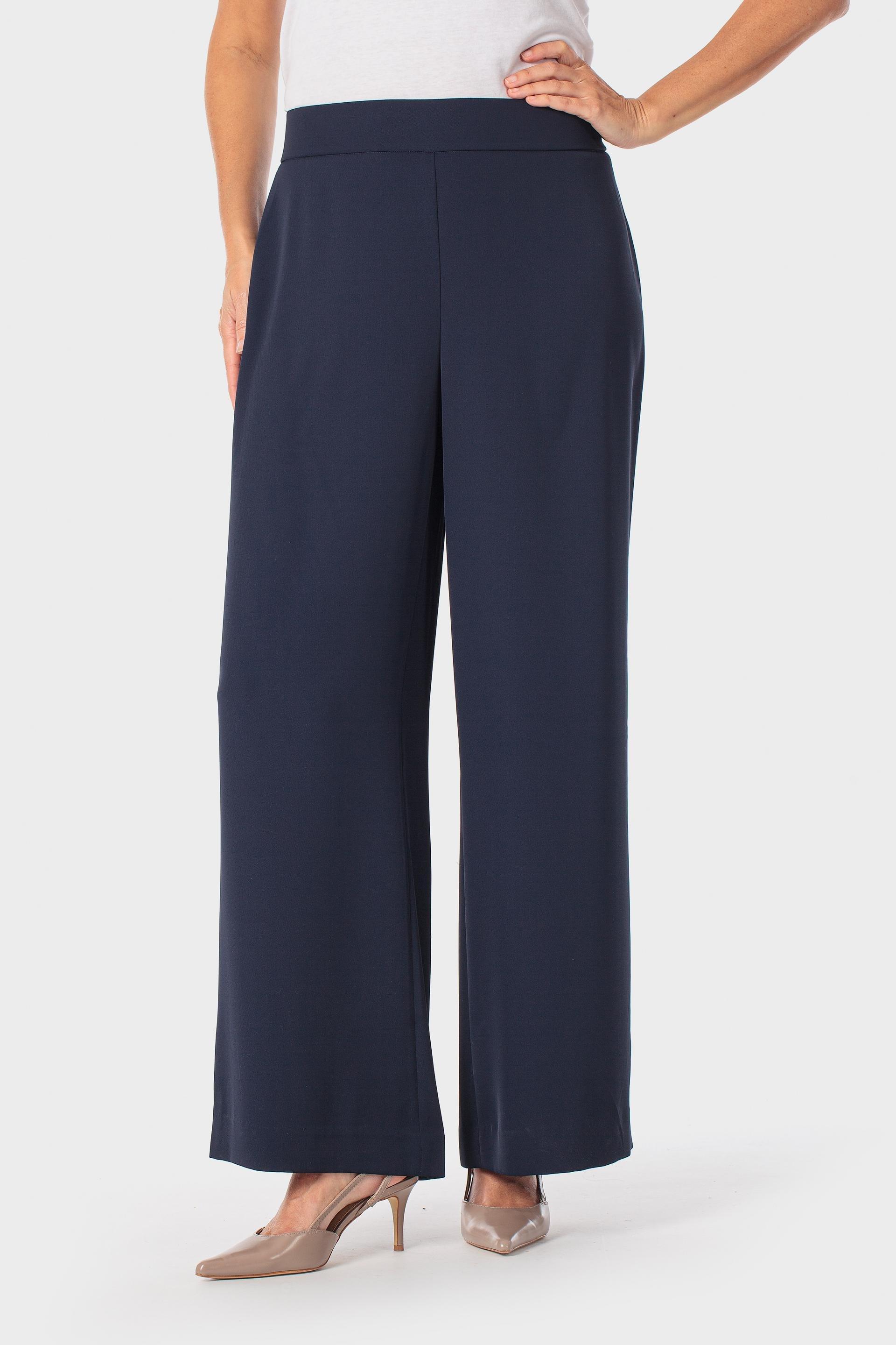 Wide-Leg Elastic Waist Trousers, Blue Navy, medium