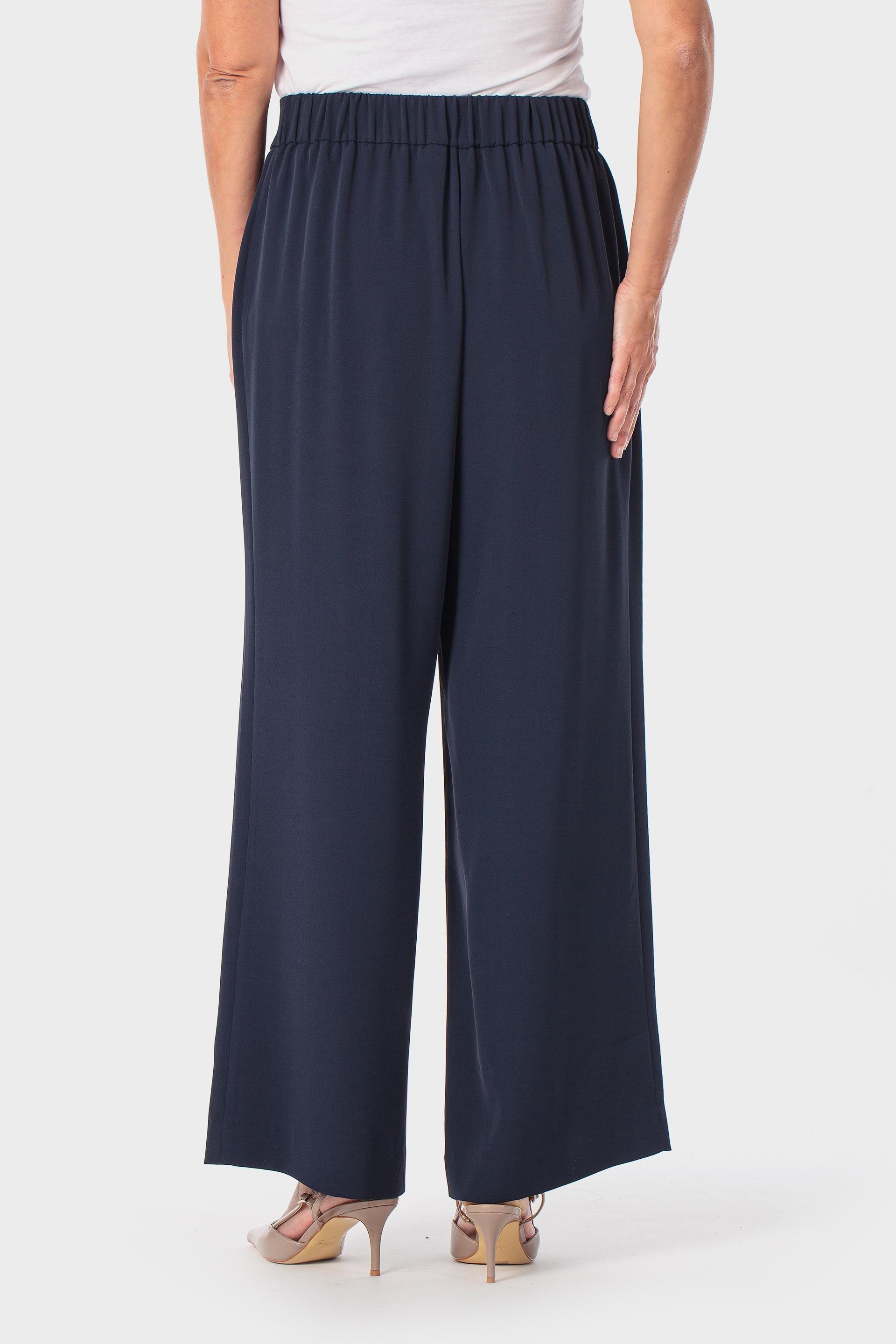 Wide-Leg Elastic Waist Trousers, Blue Navy, large image number 3