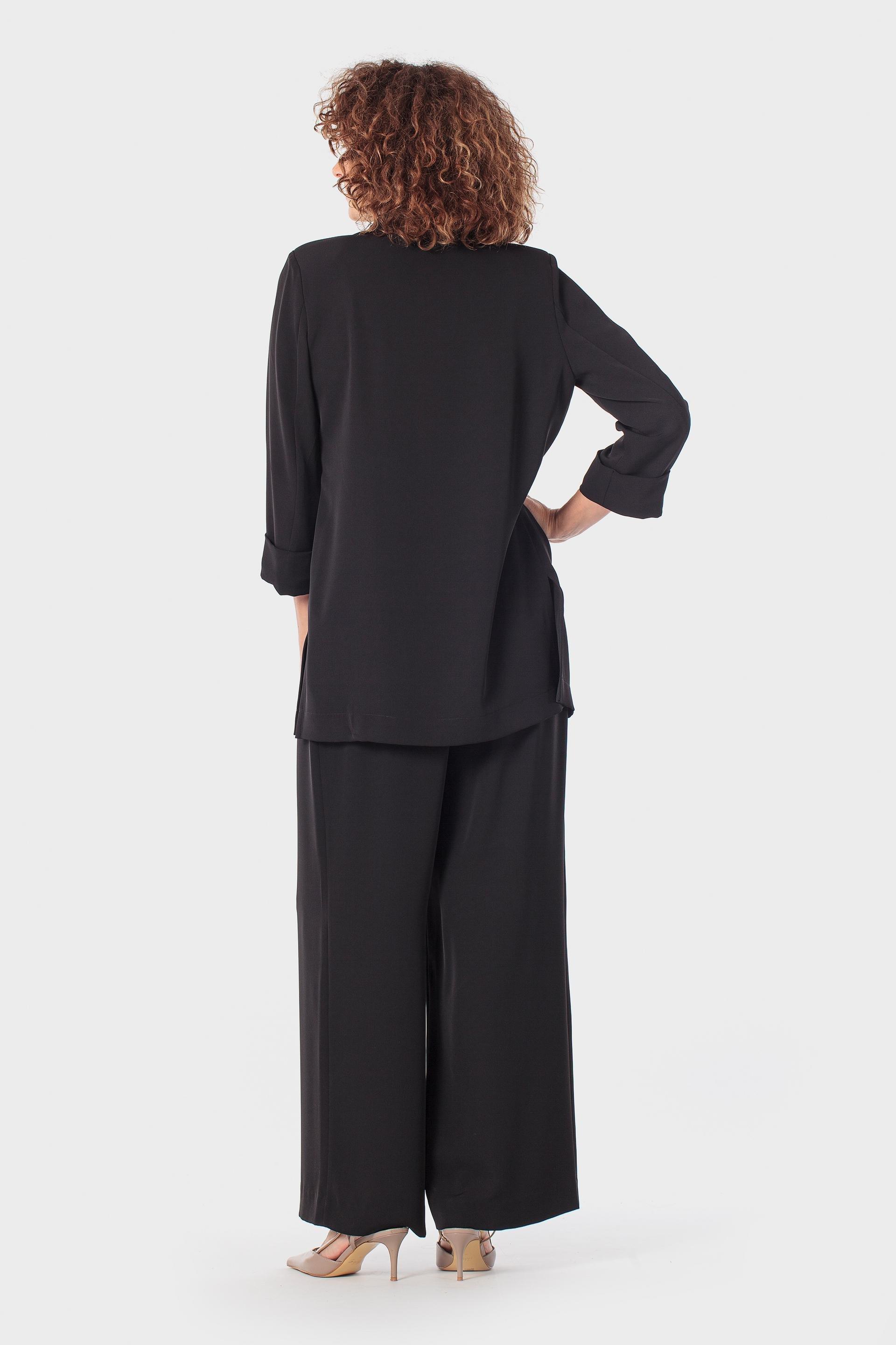 Wide-Leg Elastic Waist Trousers, Black, large image number 1