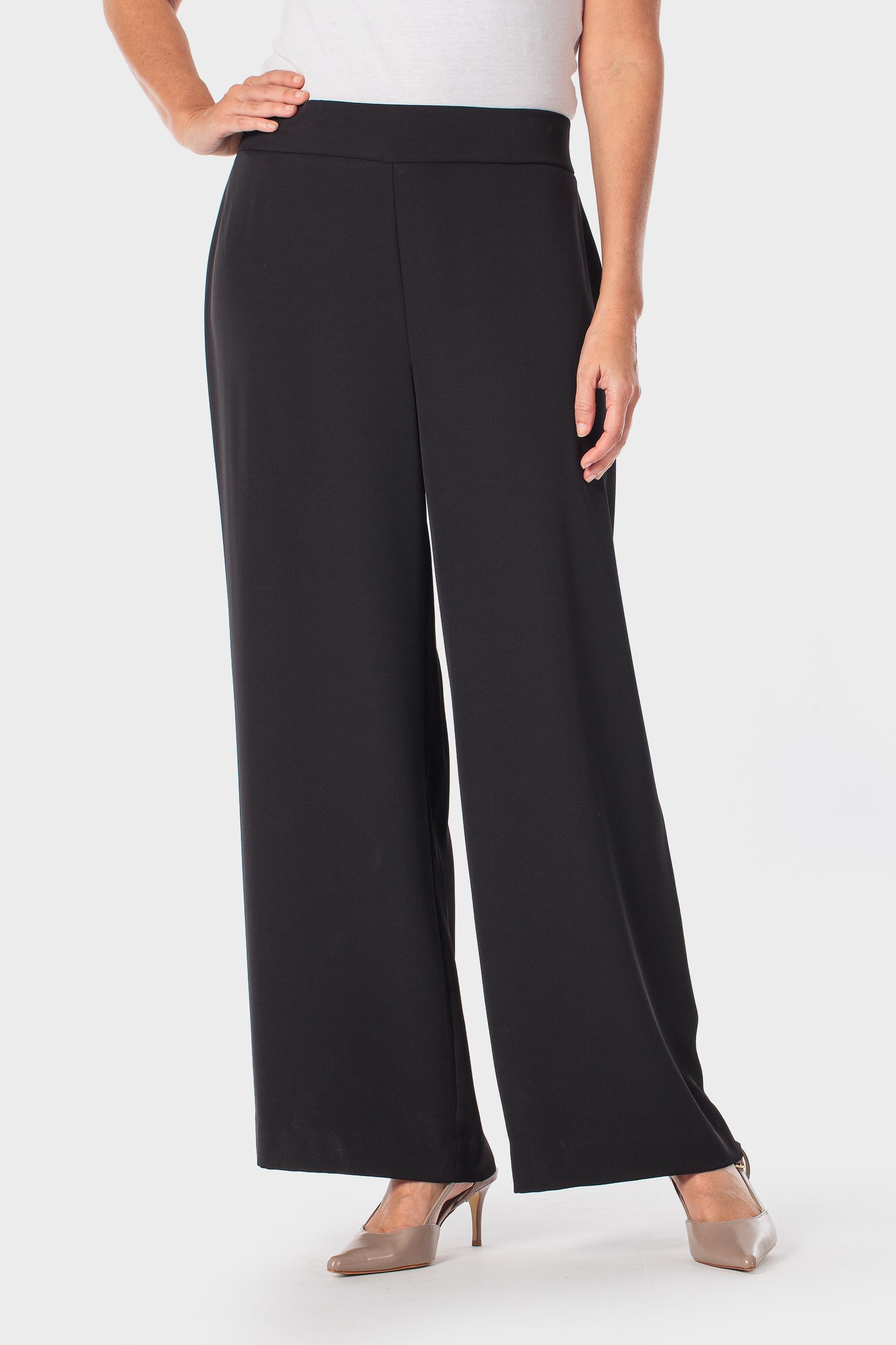 Wide-Leg Elastic Waist Trousers, Black, large image number 2