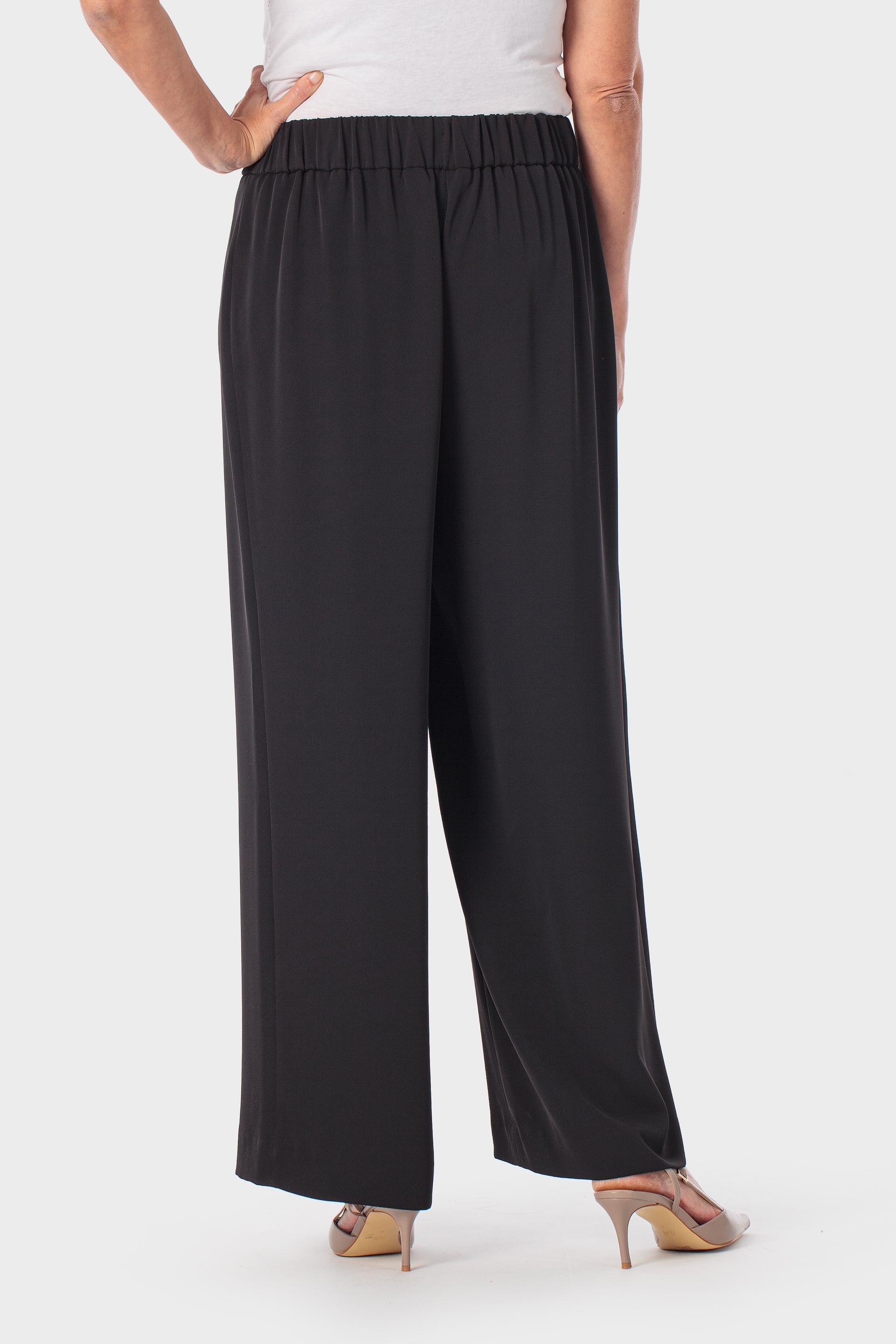 Wide-Leg Elastic Waist Trousers, Black, large image number 3