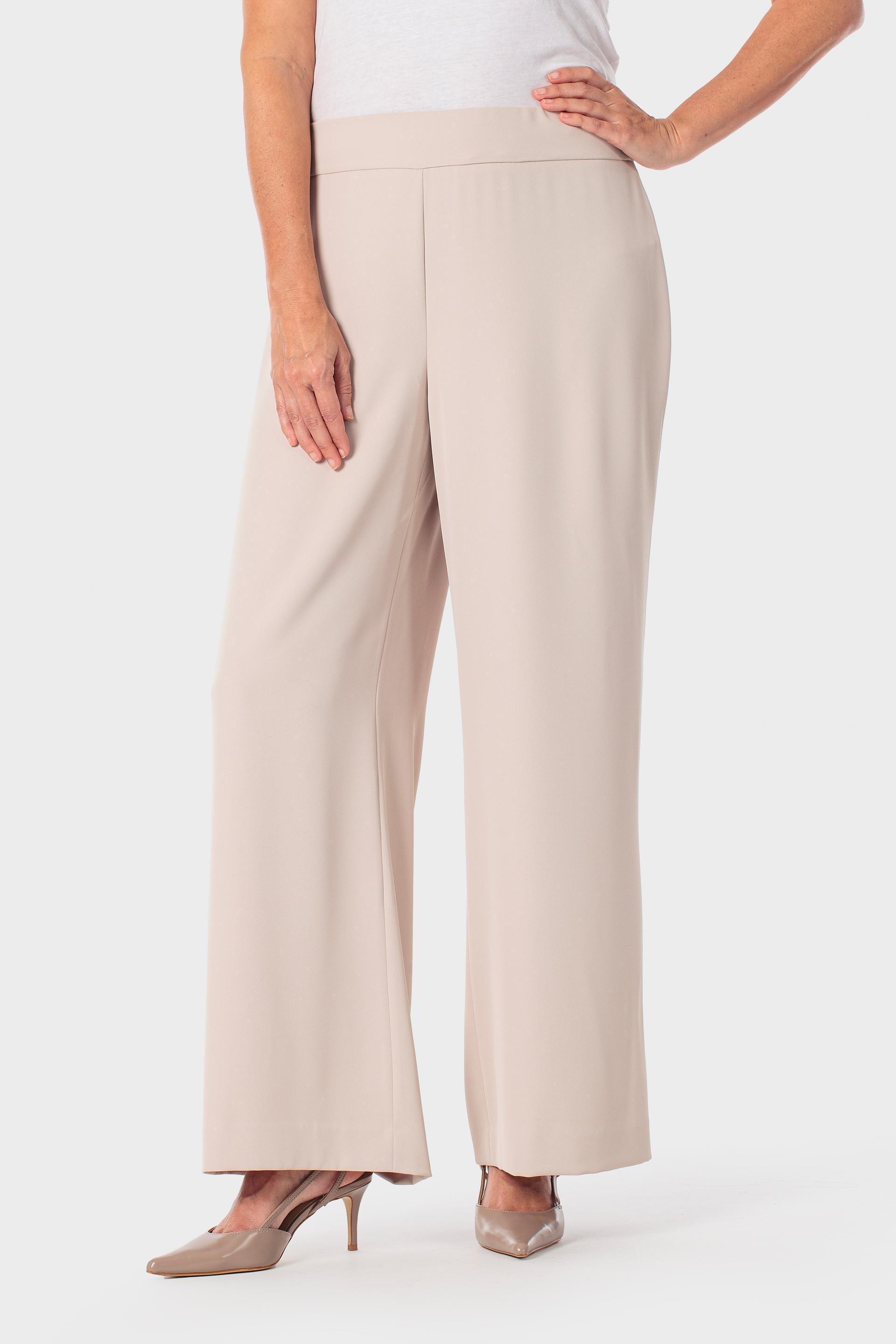 Wide-Leg Elastic Waist Trousers, Beige Sand, medium