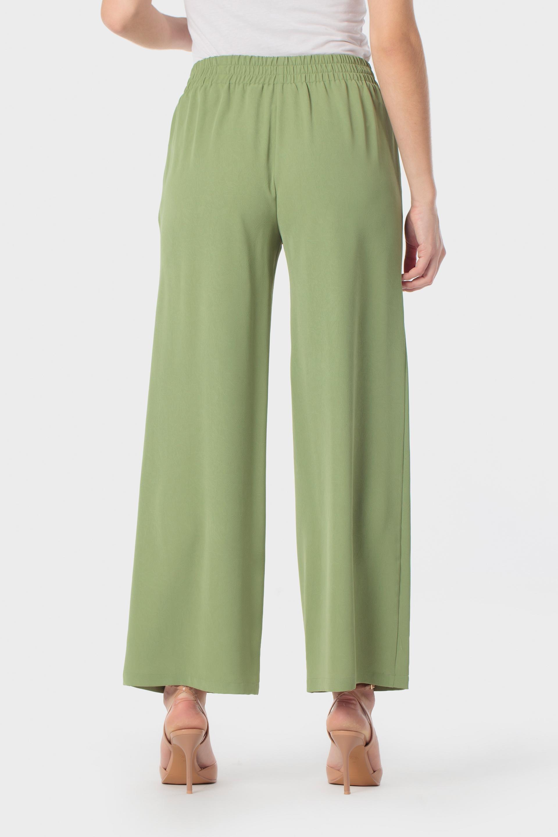 Cropped Wide-Leg Drawstring Trousers Green, Green Pistachio, large image number 3