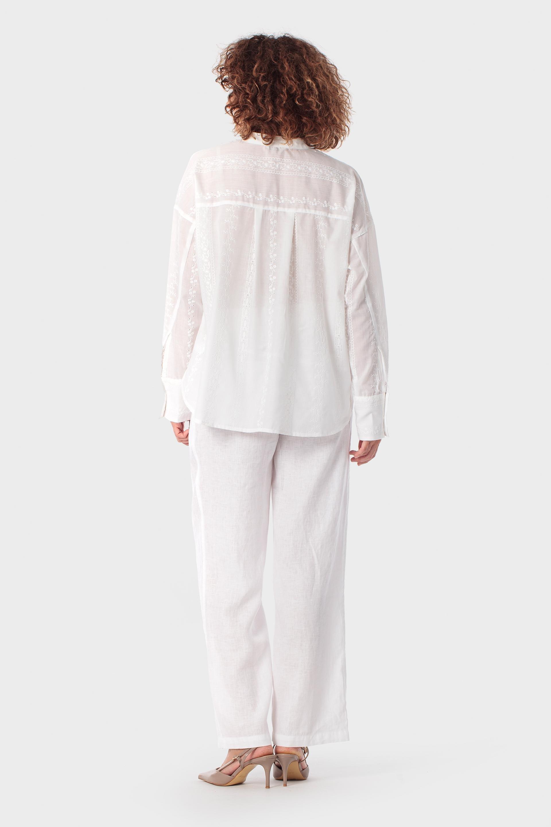 White Linen Trousers, White, large image number 1