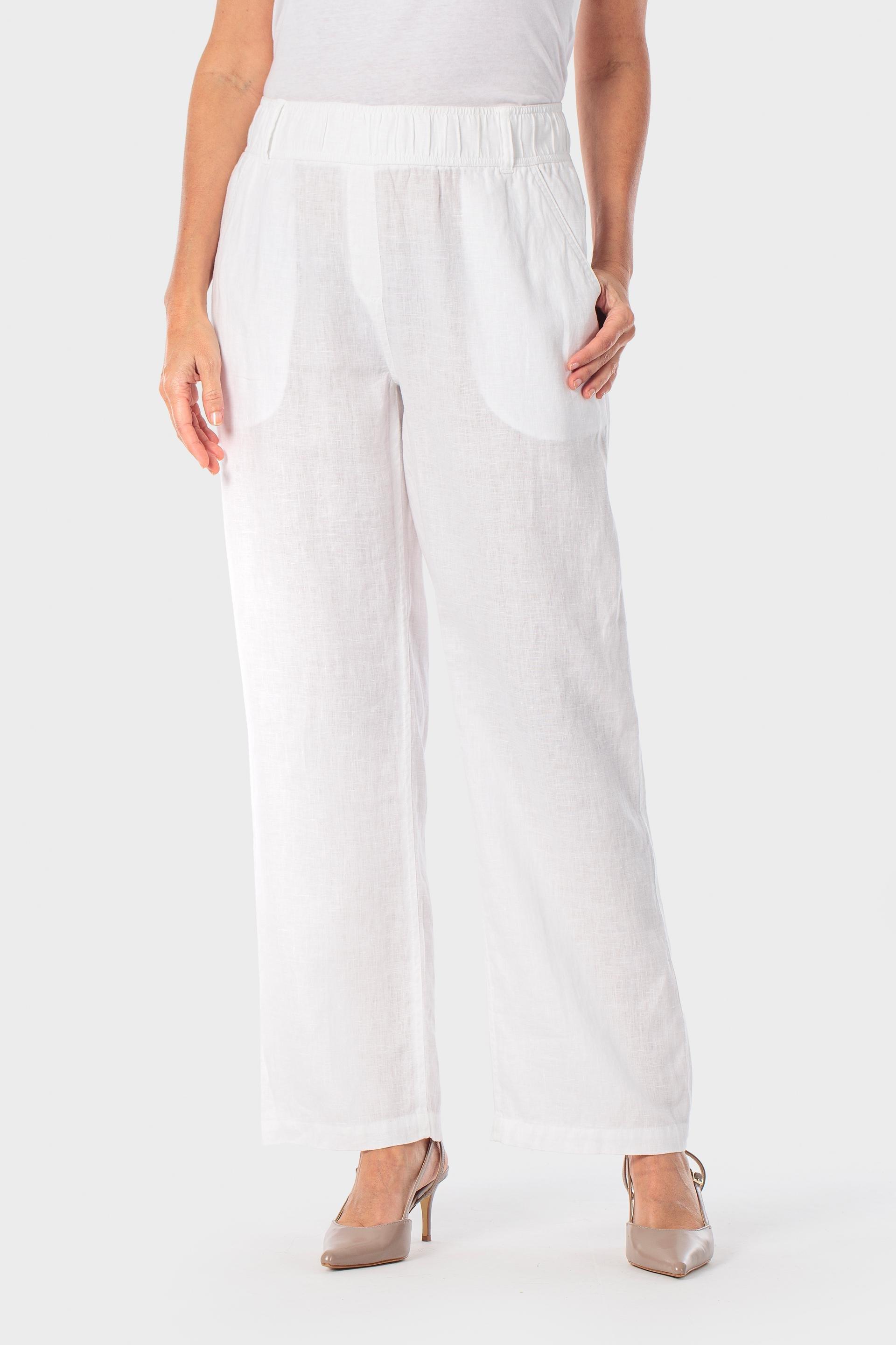 White Linen Trousers, White, large image number 2