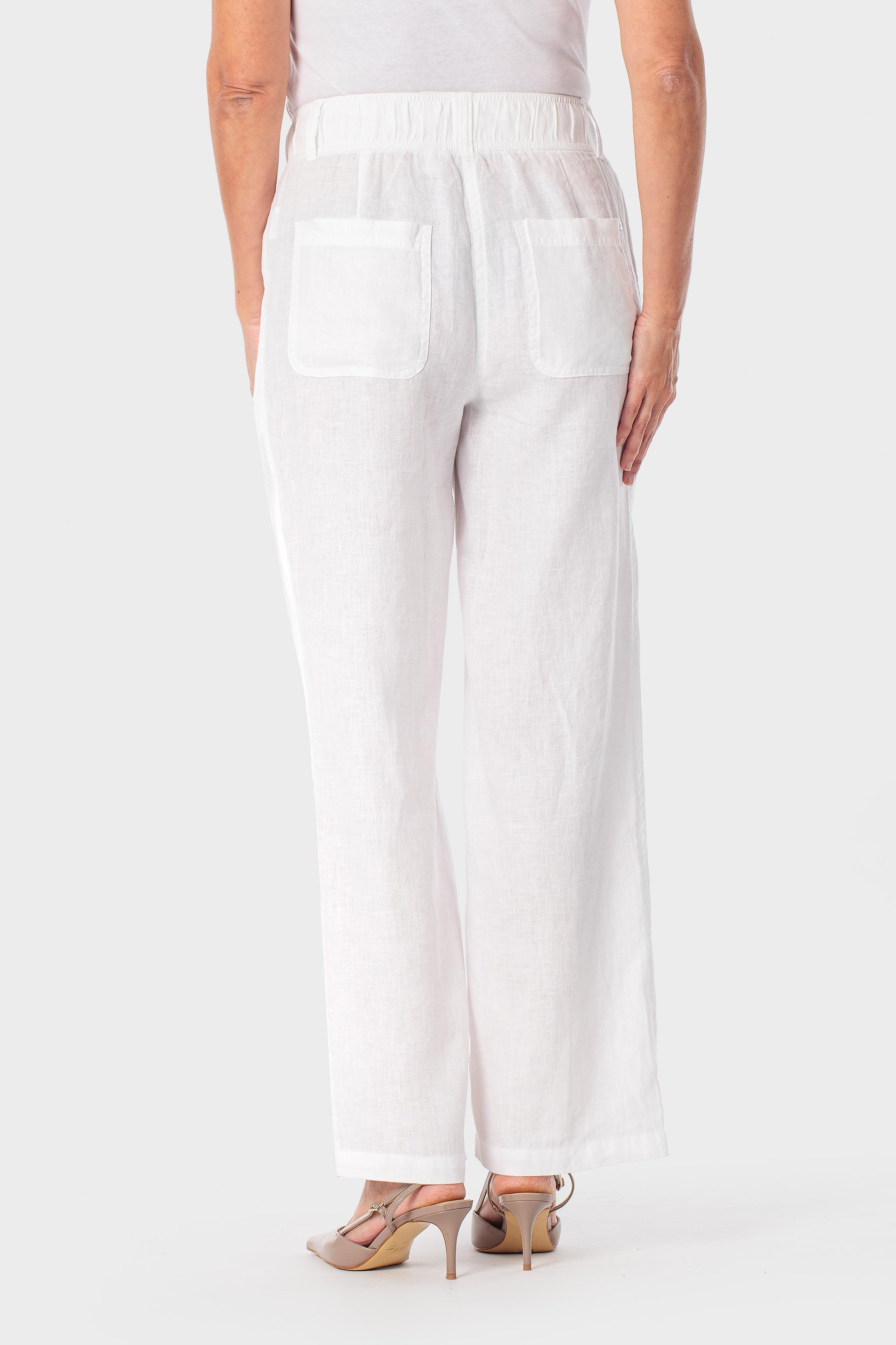 White Linen Trousers, White, large image number 3