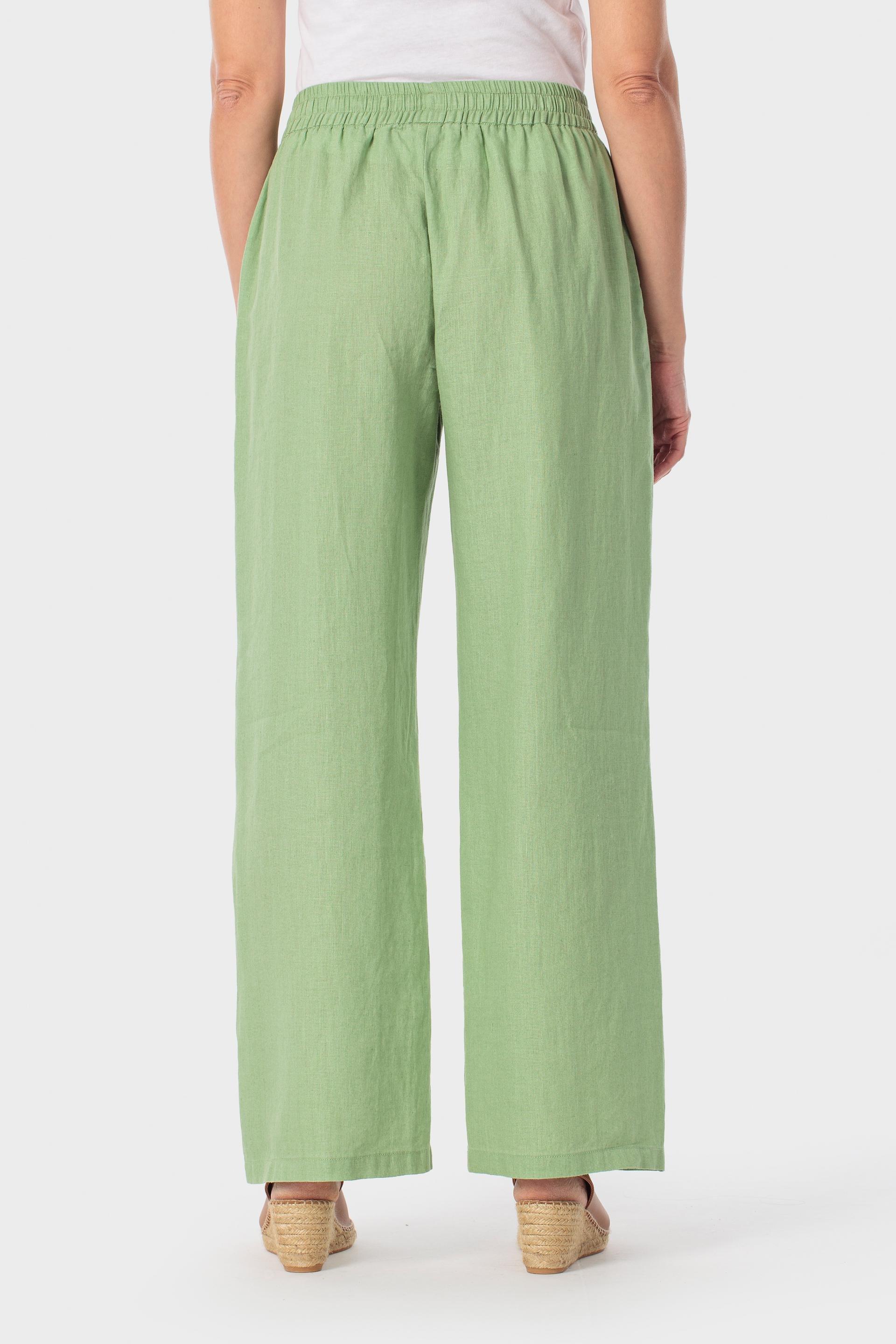 Green Linen Trousers, Green Fern, medium